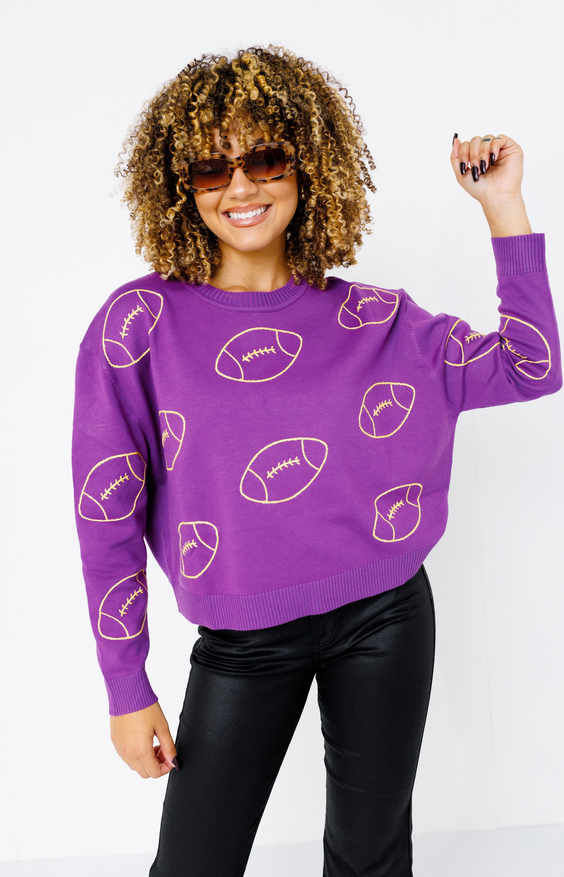 Ring Street: Multi Football Sweater, PURPLE/GOLD