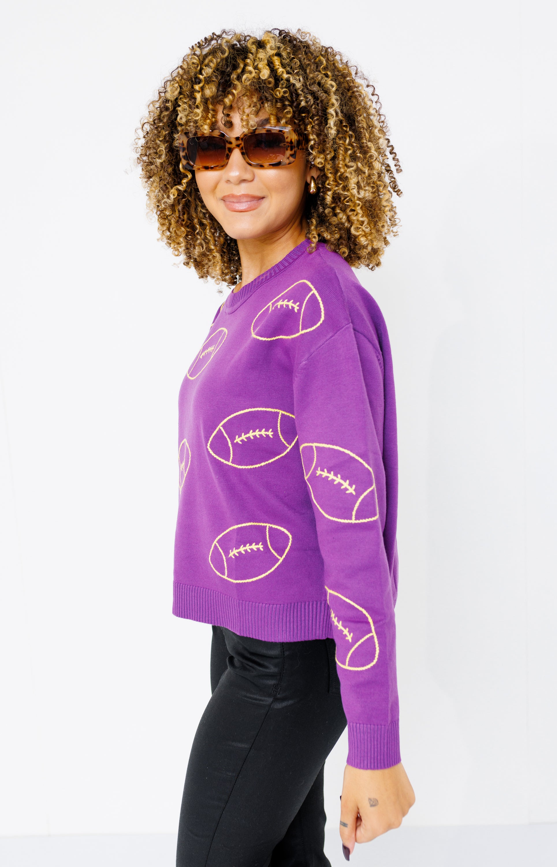 Ring Street: Multi Football Sweater, PURPLE/GOLD