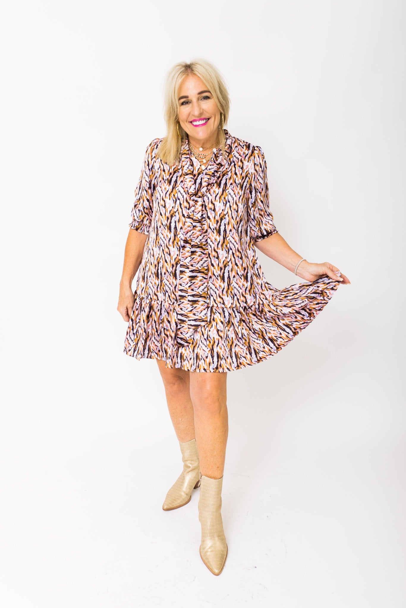 Pure Bliss Mini Dress, LILAC/CAMEL