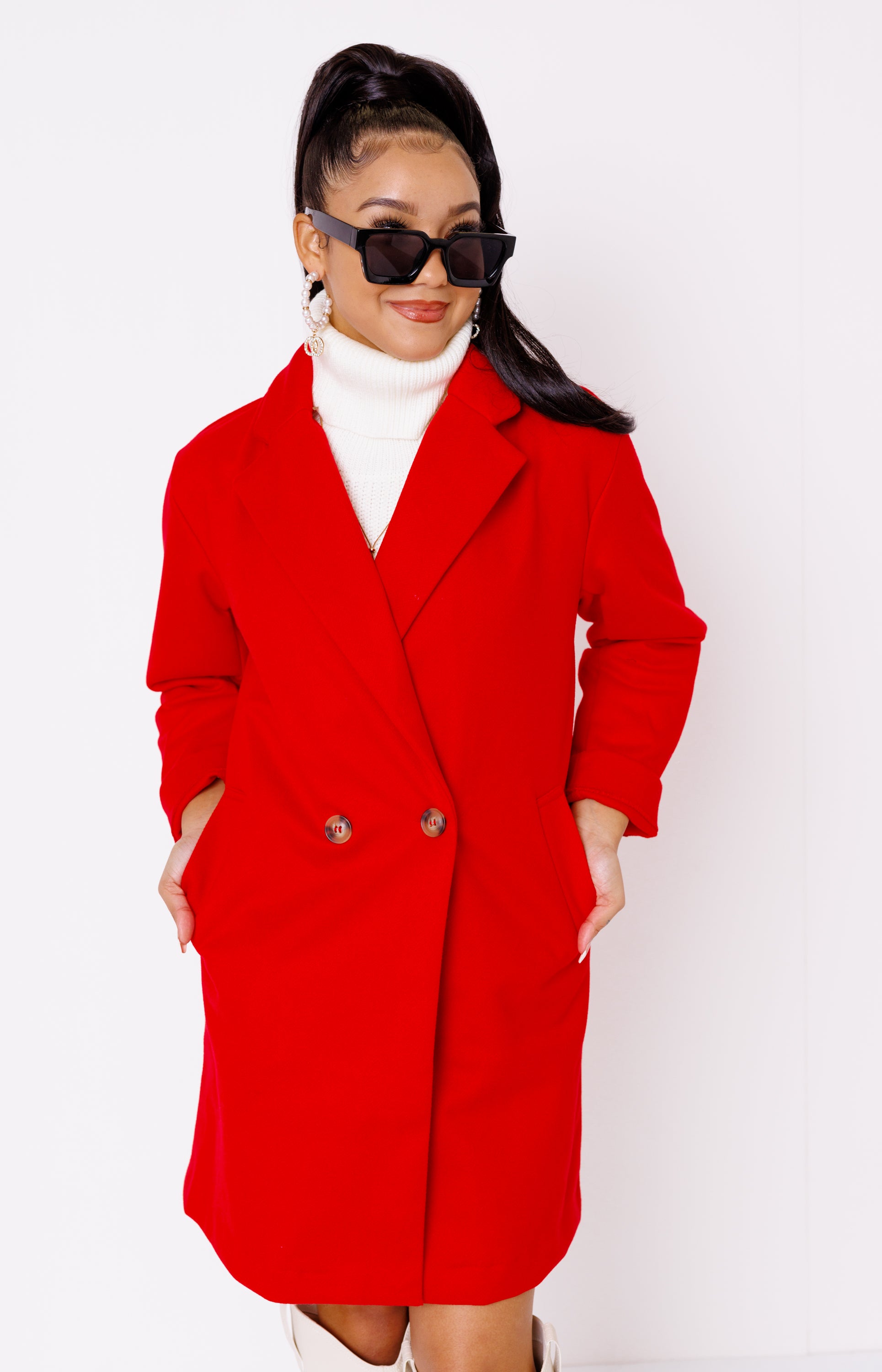 Skyline Trench Coat, RED