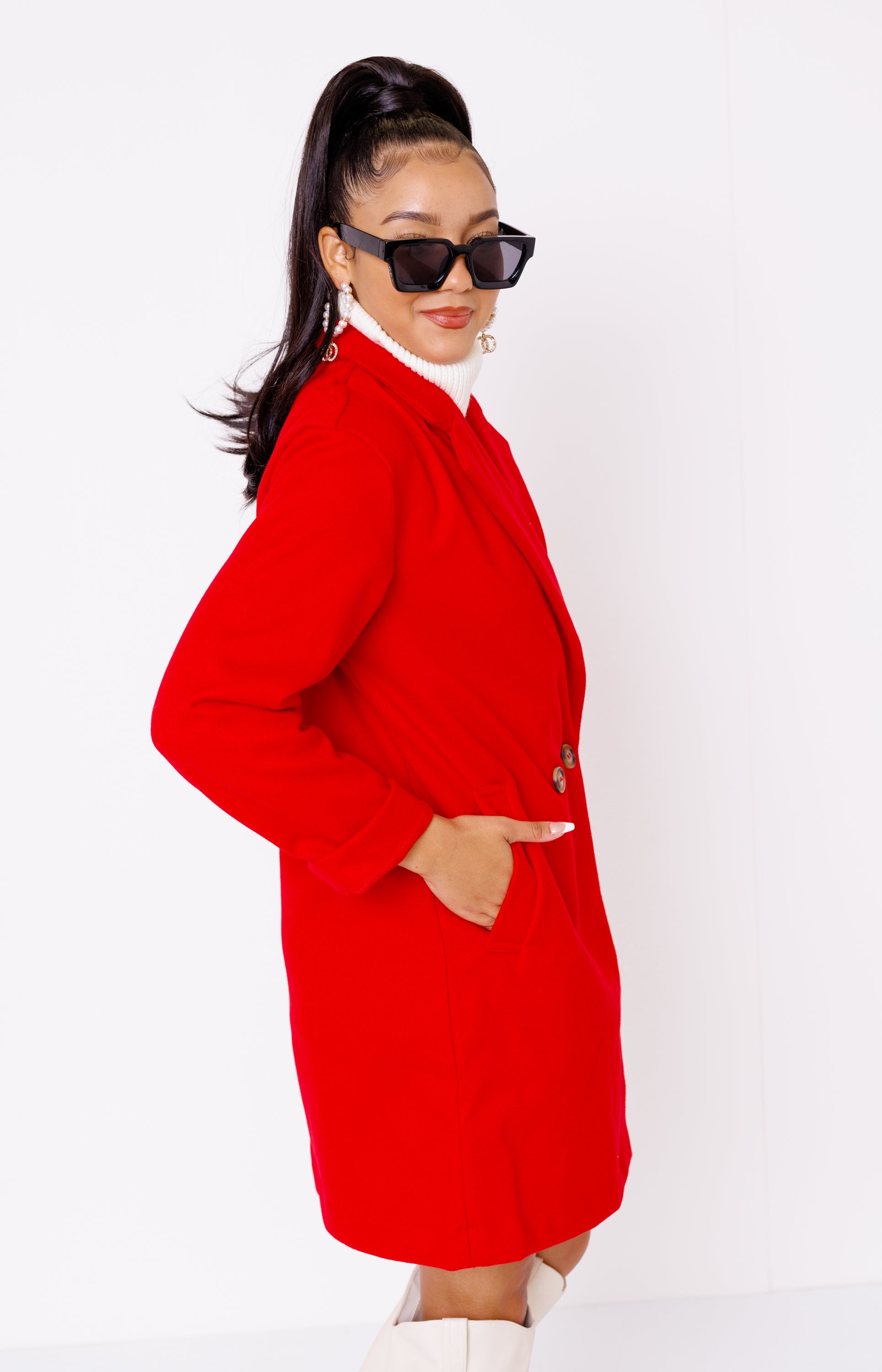 Skyline Trench Coat, RED