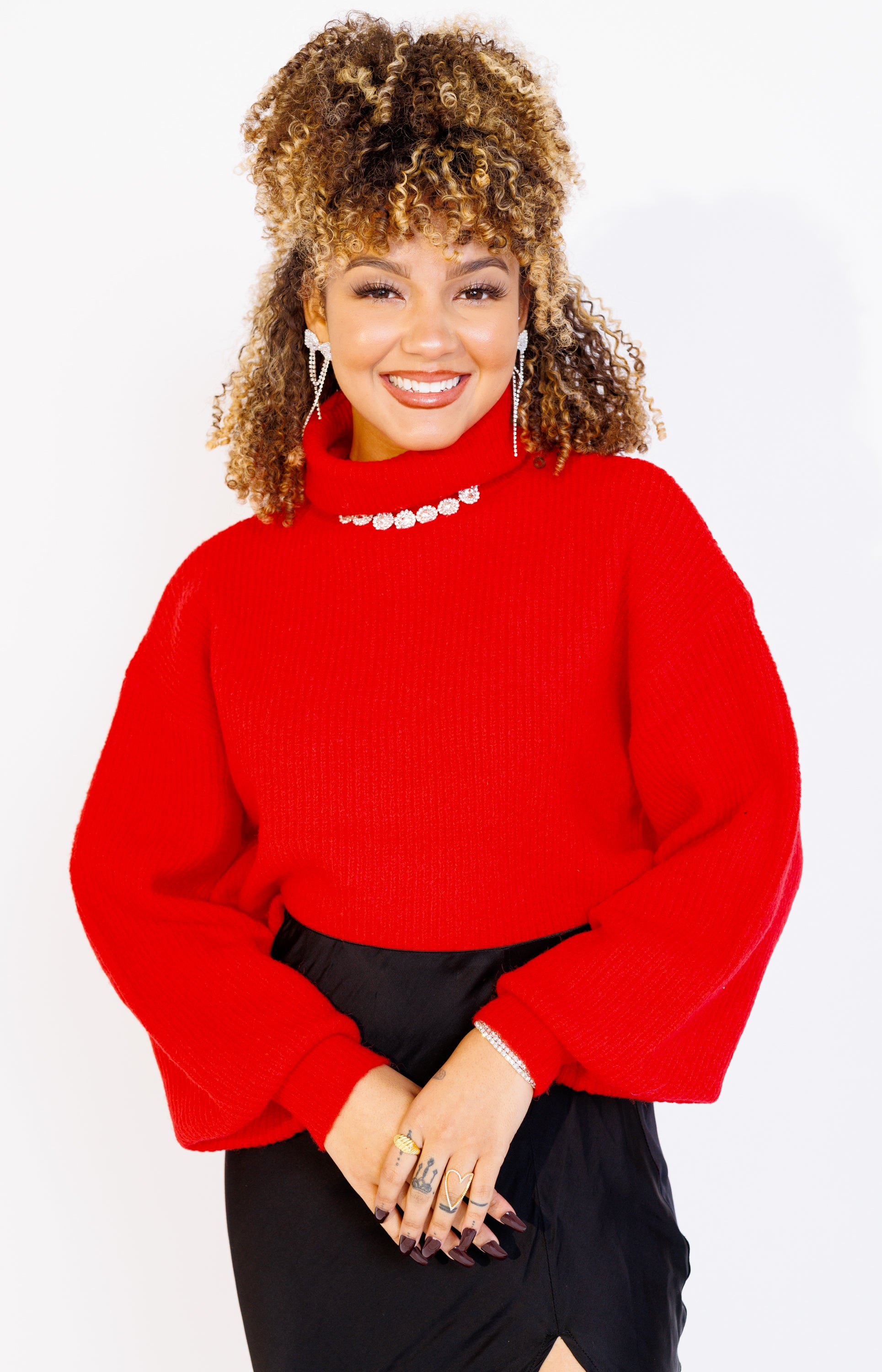 Sleek & Snug Turtleneck Top, RED