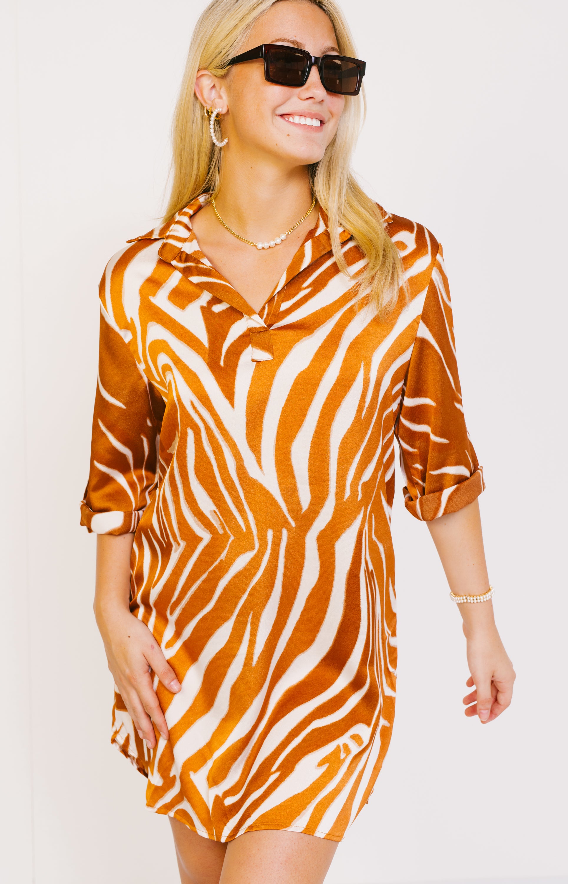 Timeless Chic Mini Dress, COPPER
