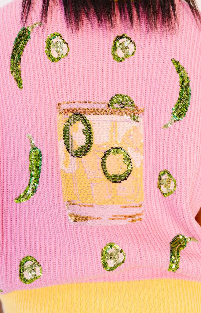 Queen of Sparkles: Spicy Marg Queen Sweater Tank, PINK