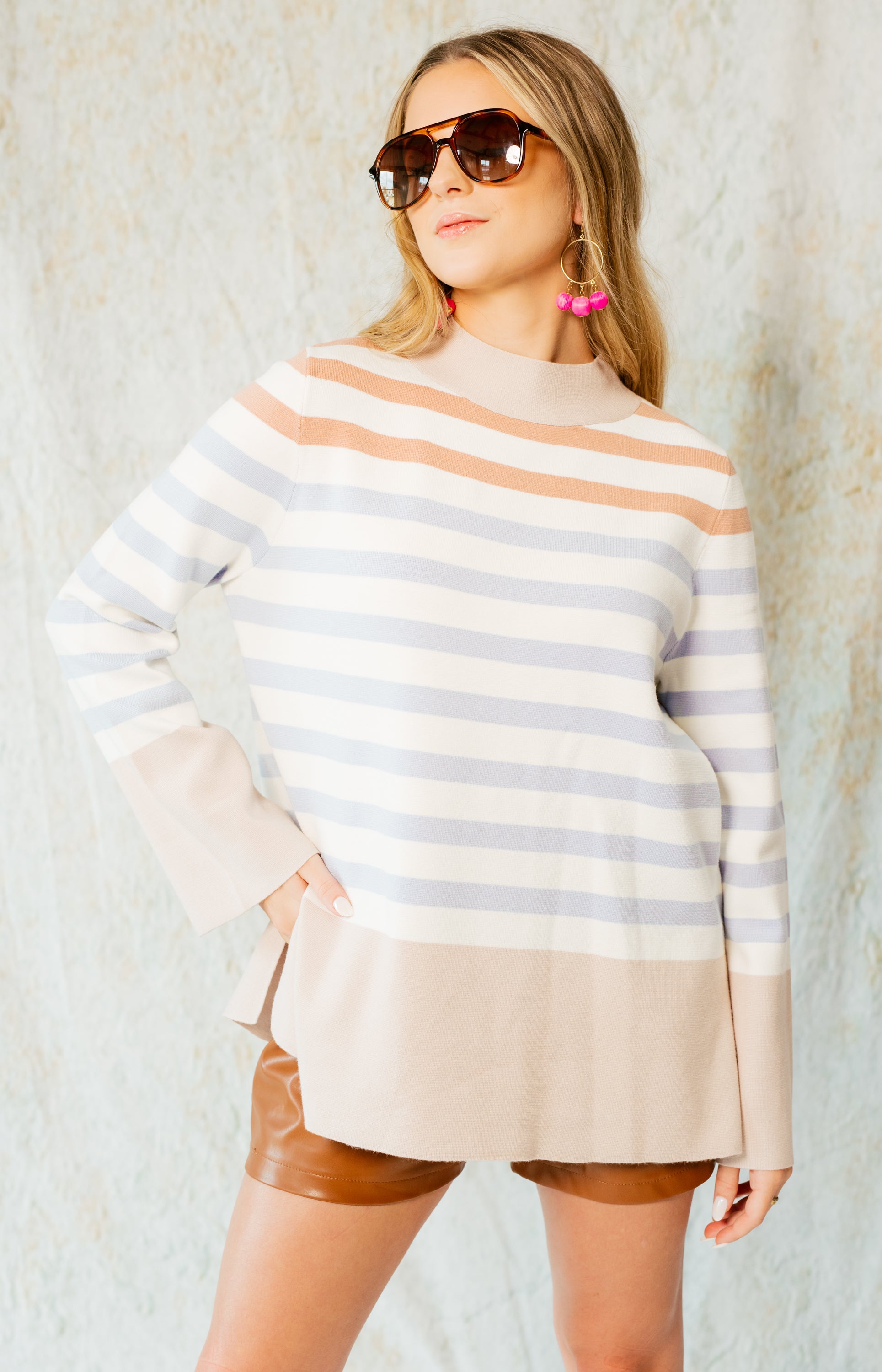 Rory Sweater, TAUPE/CREAM/BLUE