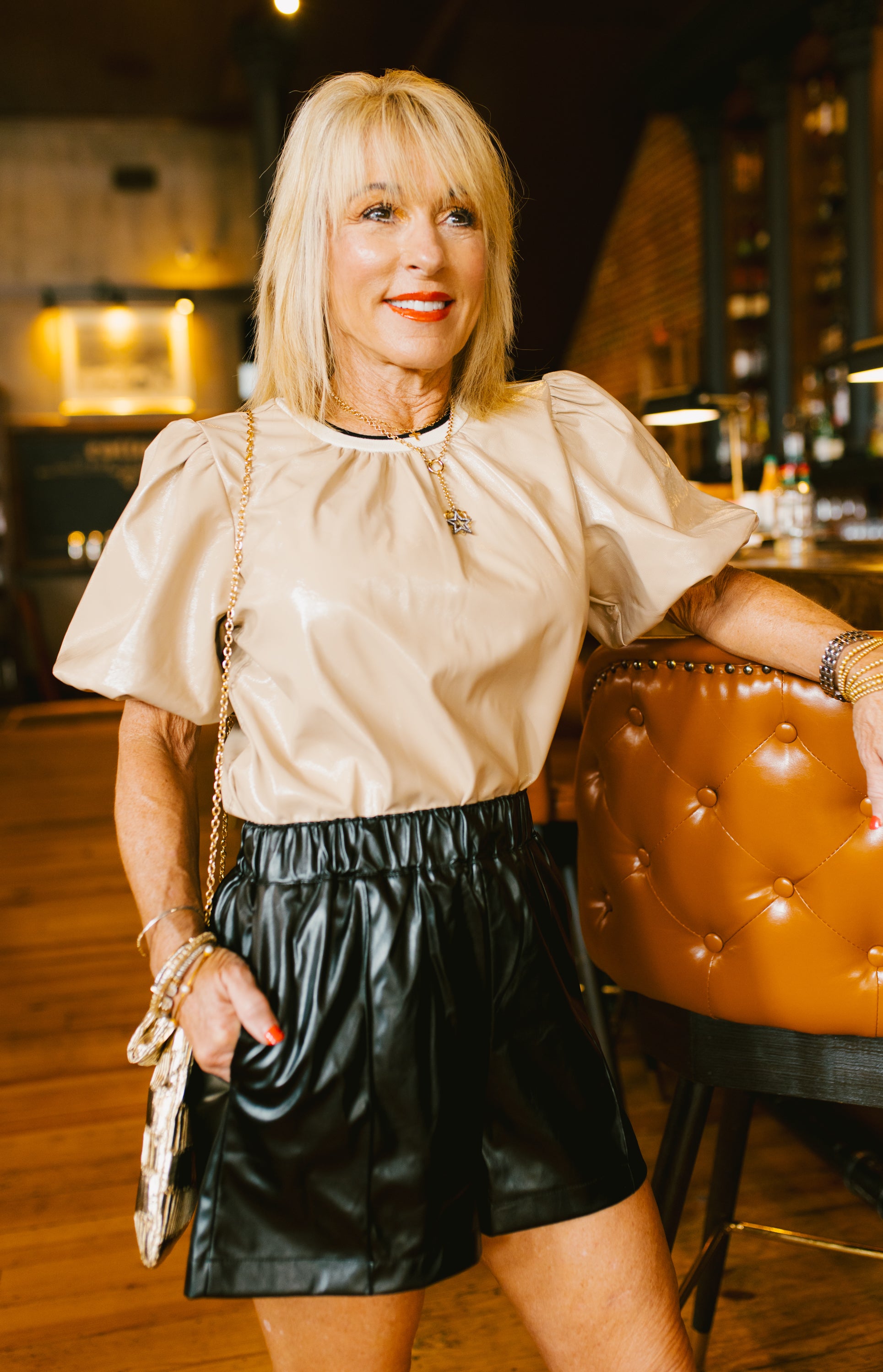 THML: Sweet Sophistication Blouse, BEIGE