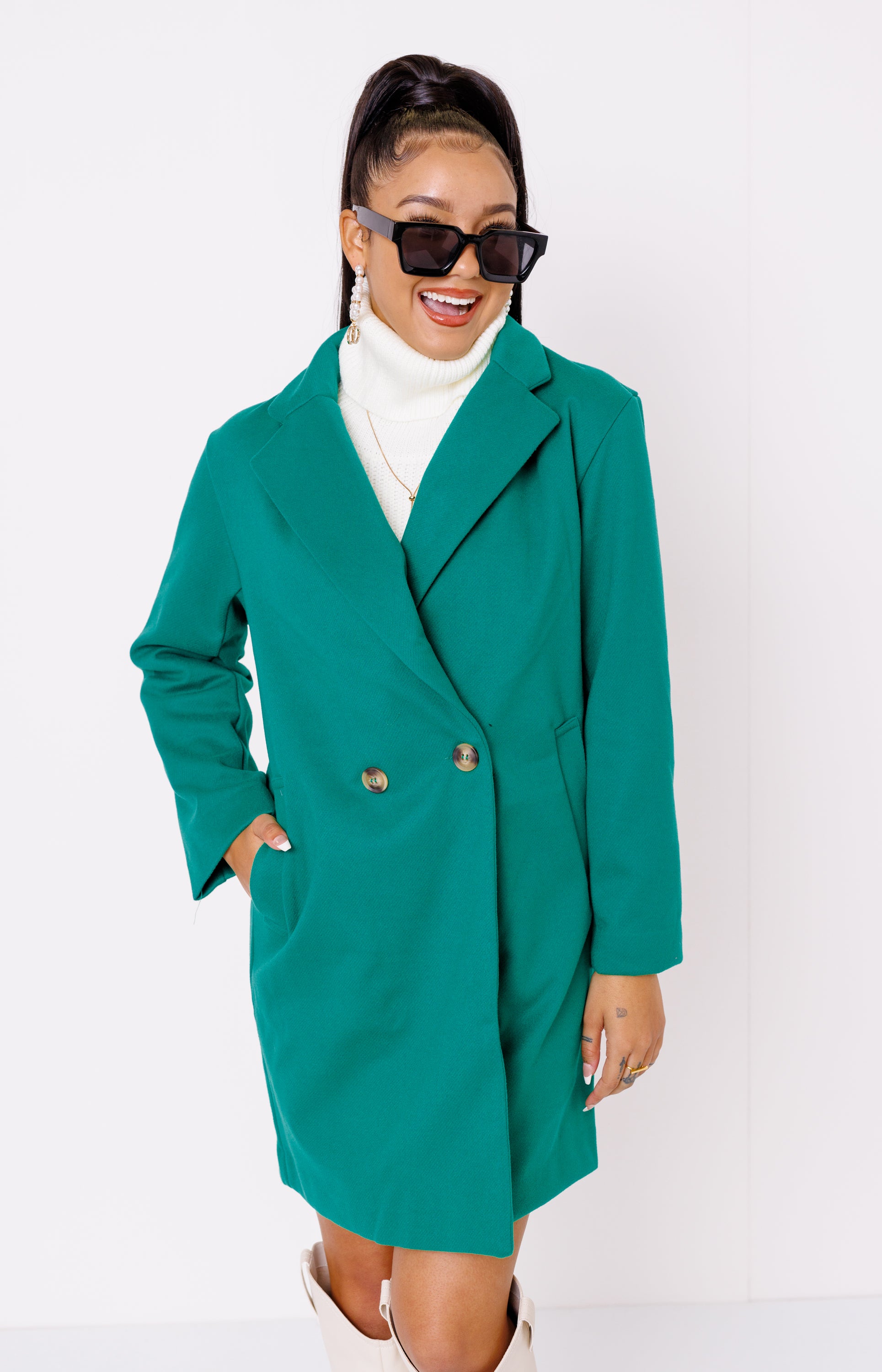 Skyline Trench Coat, GREEN