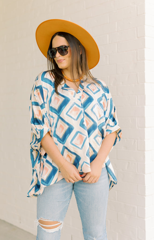 Feeling the Vibes Top, TEAL BLUE