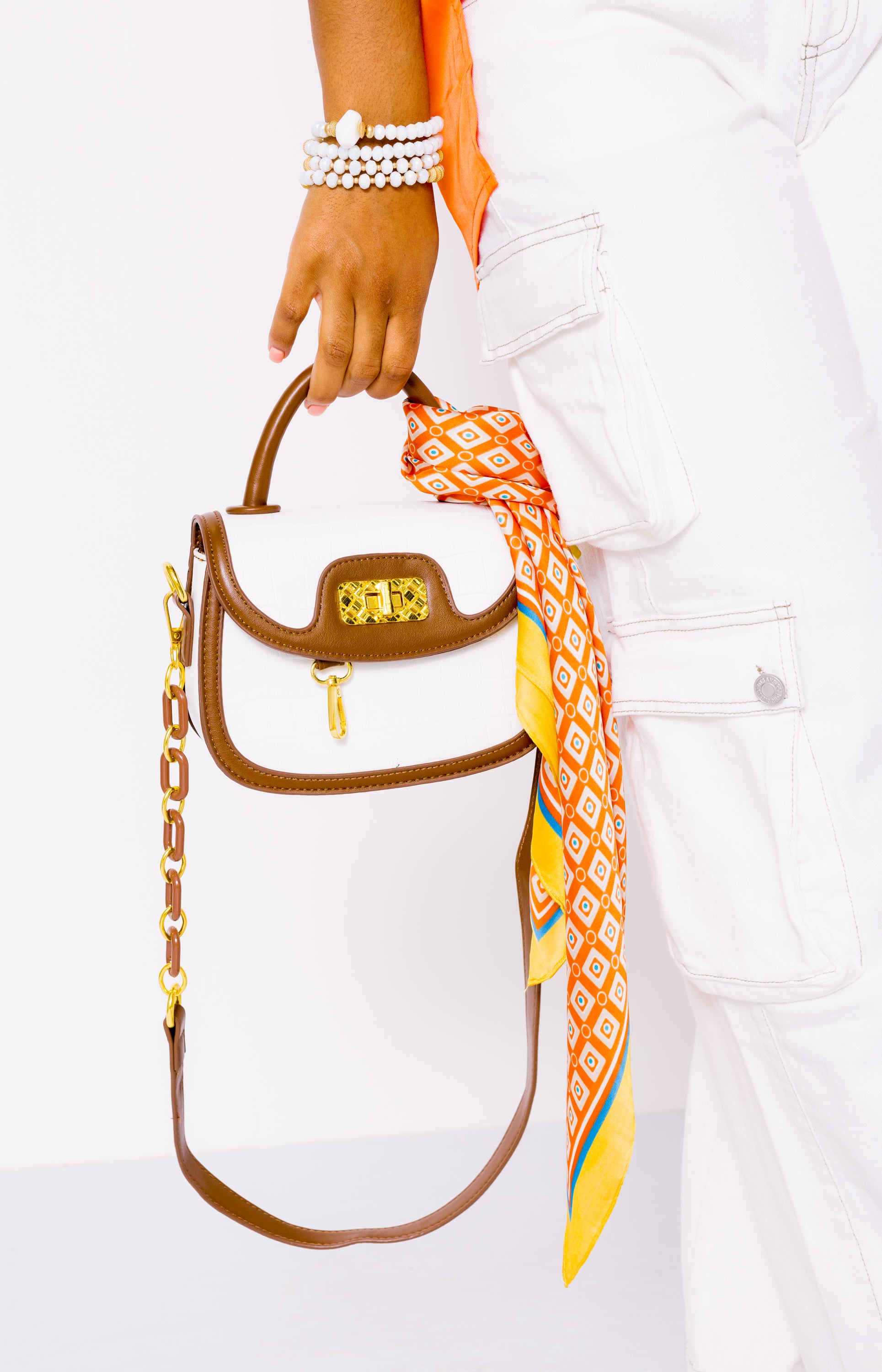 Everyday Stroll Clutch, WHITE/BROWN