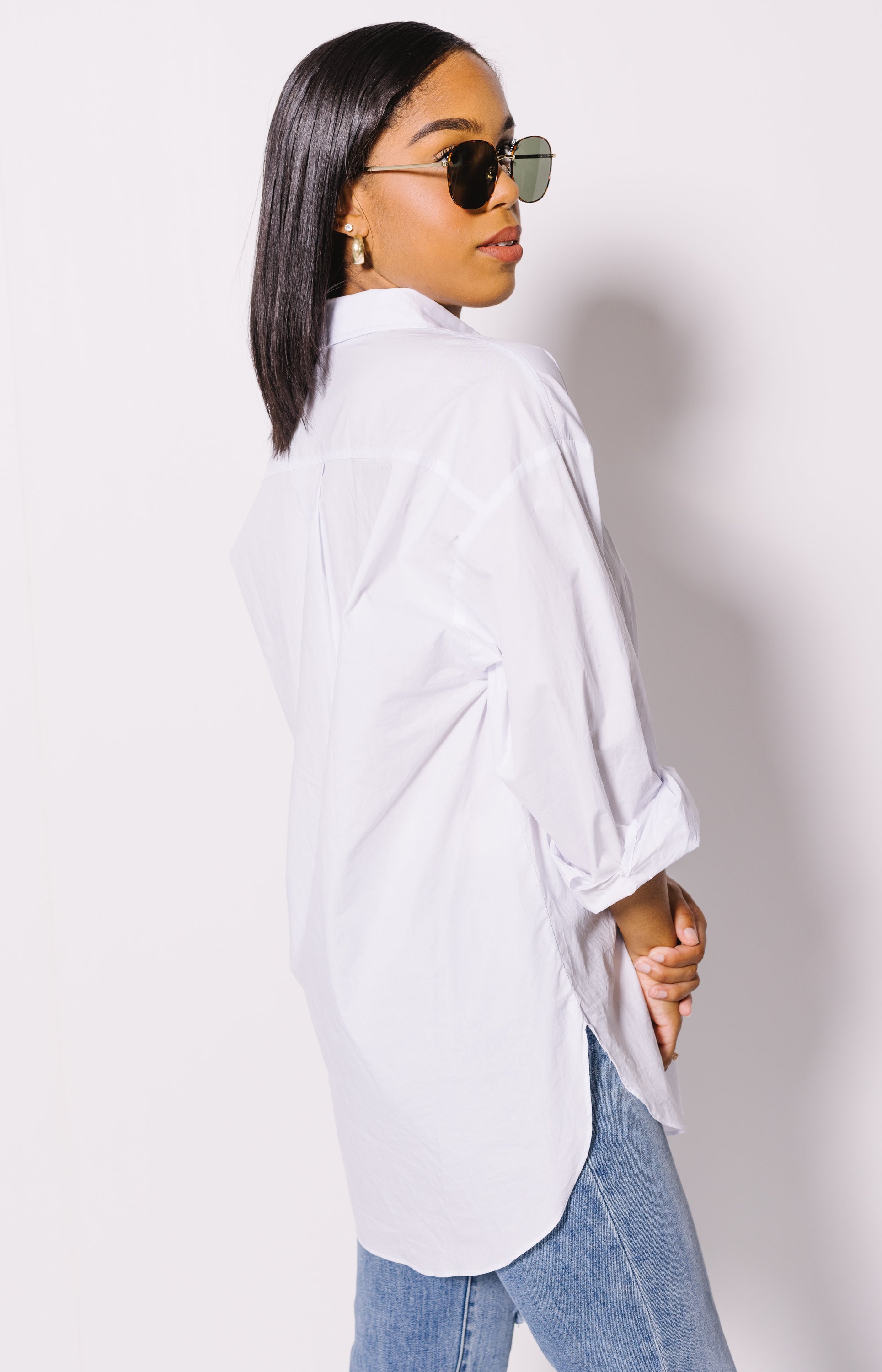Flawless Button Down Shirt, WHITE