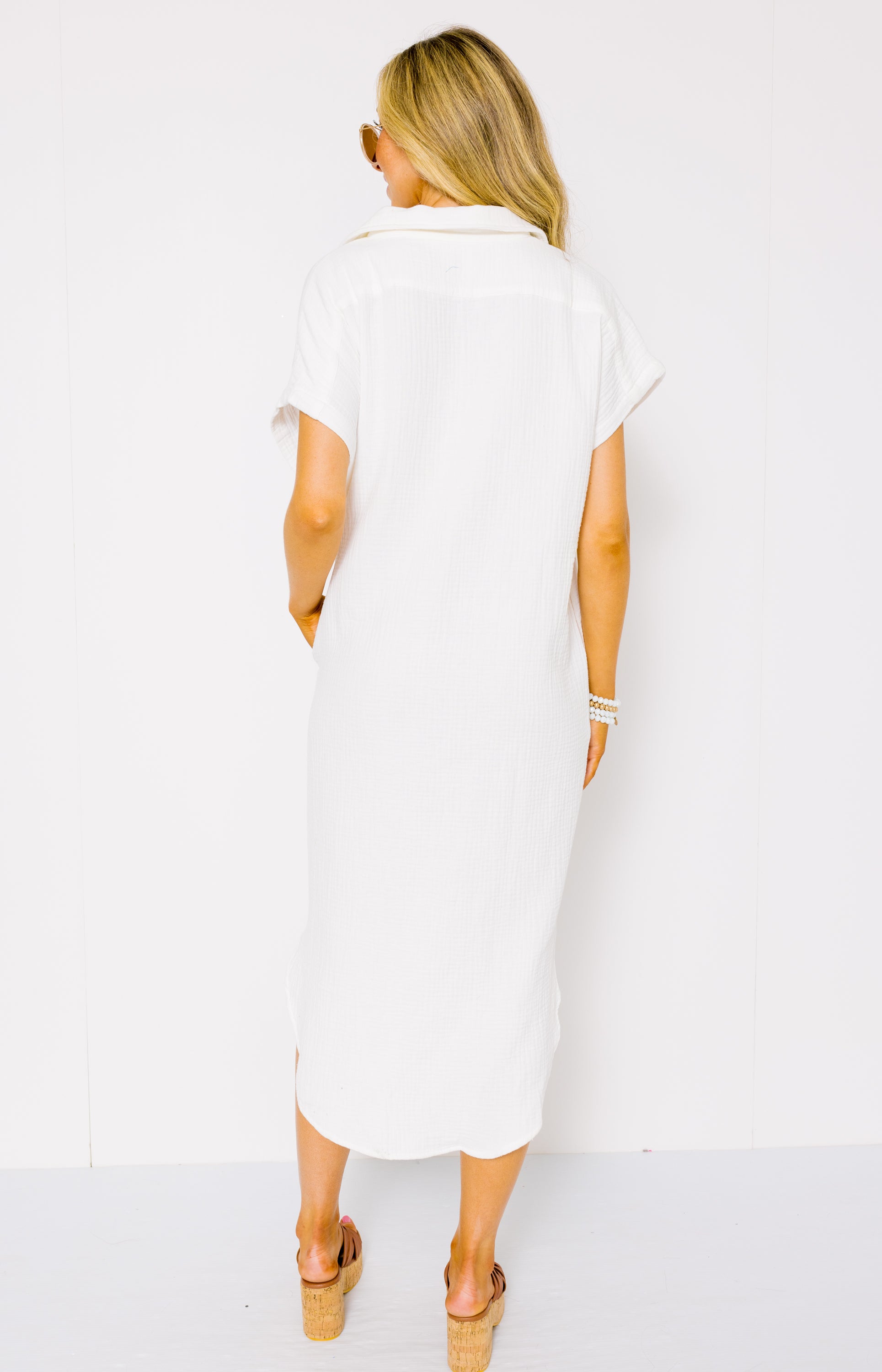 Walk on the Beach Midi Dress , WHITE