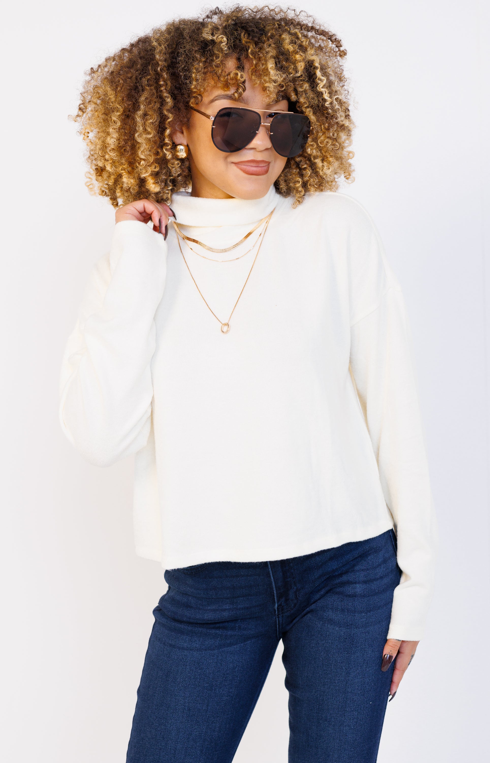 Cuddle Chic Longsleeve Top, CREAM