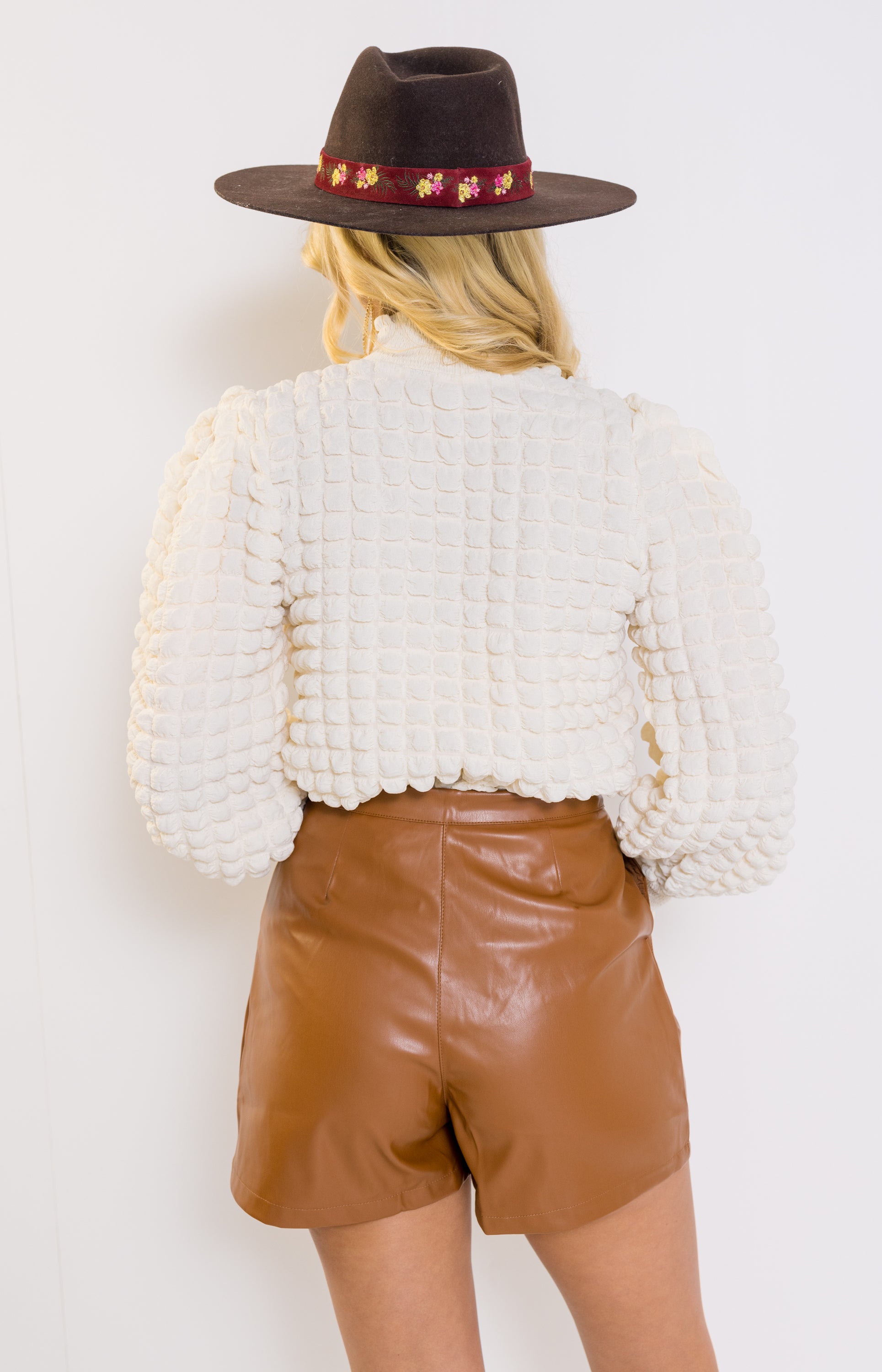 Endless Rose: Textured Smock Neck Blouse