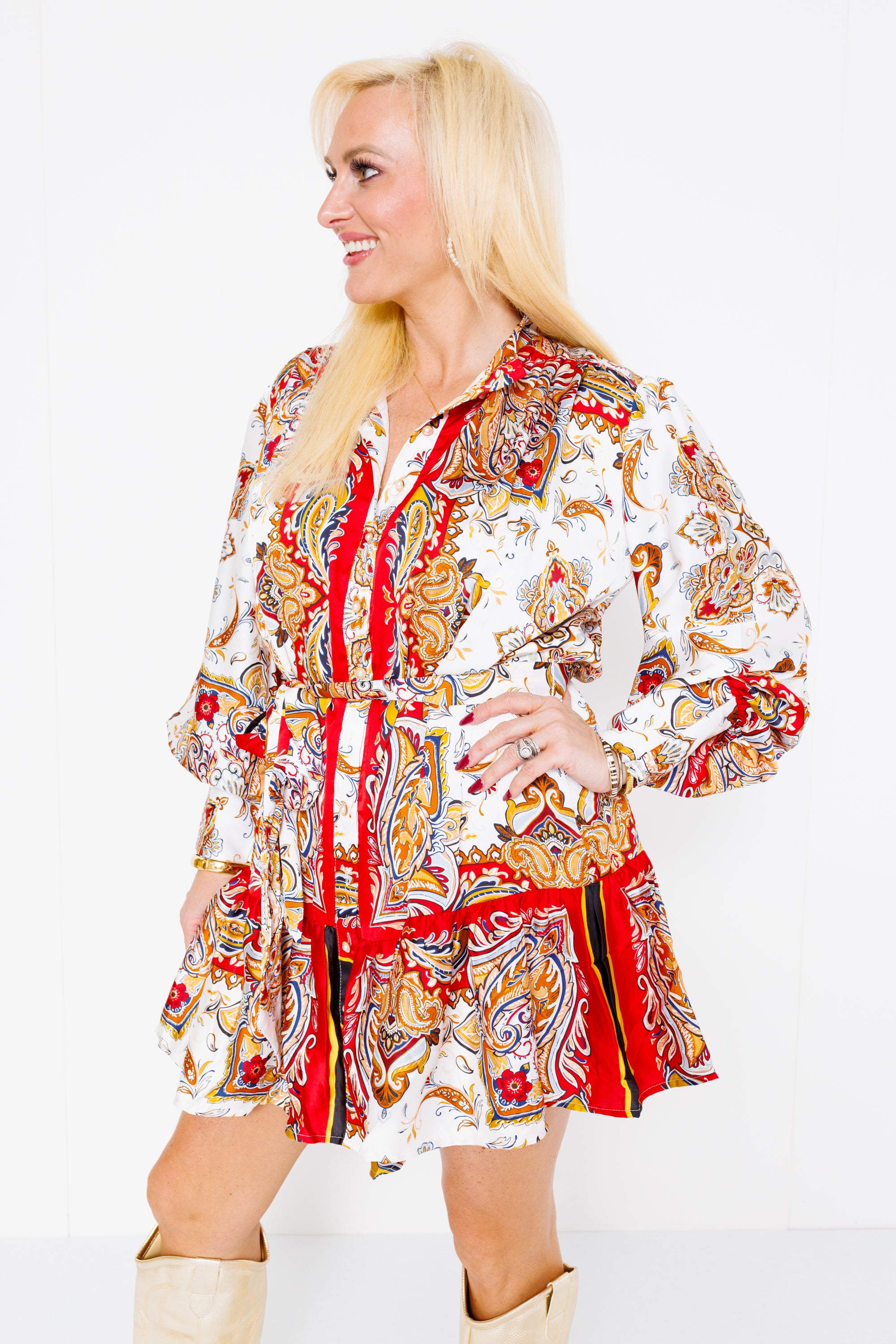 Versaille Dress, CREAM/CORAL