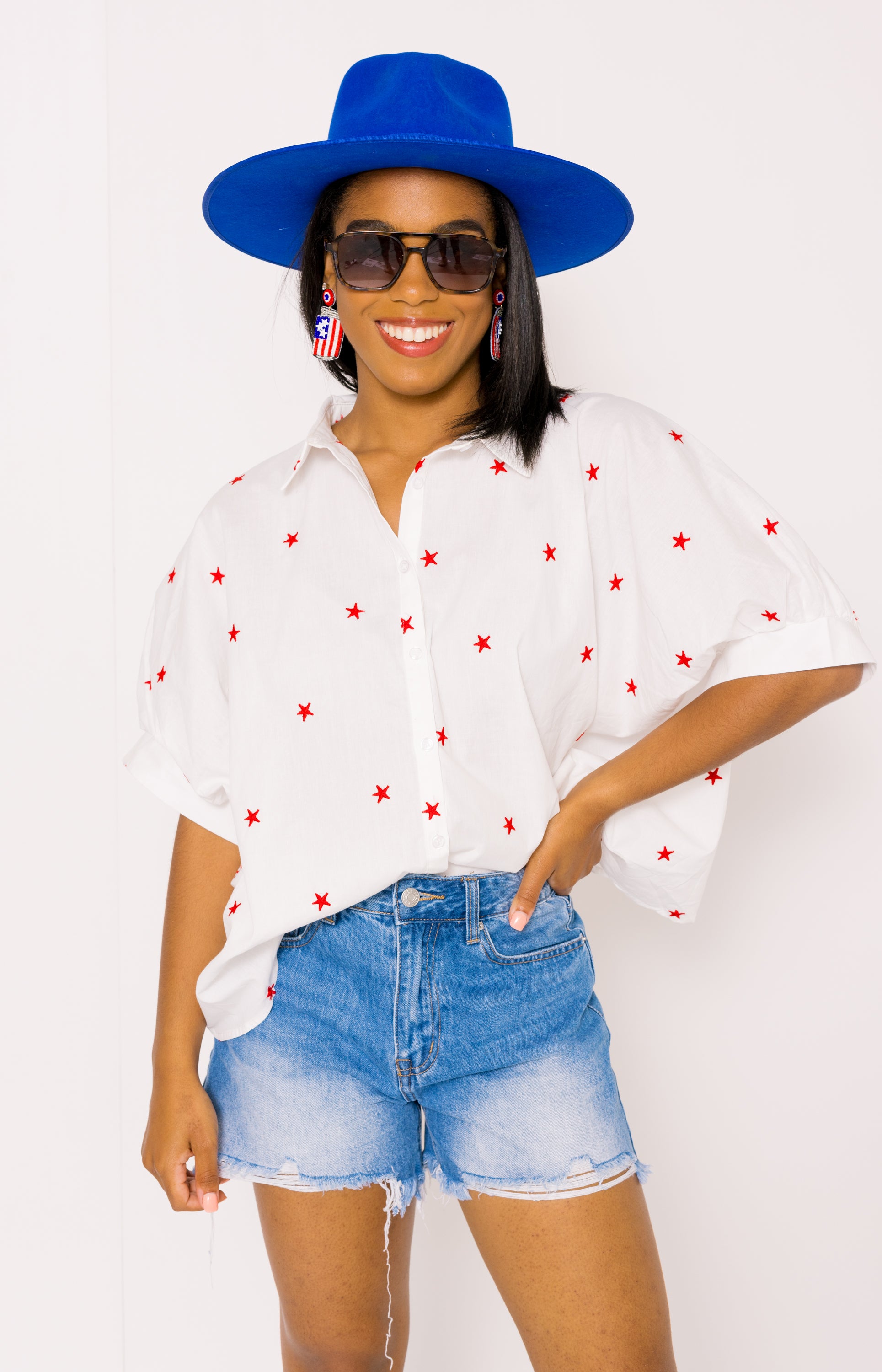 Star-Spangled Style Top, WHITE/RED