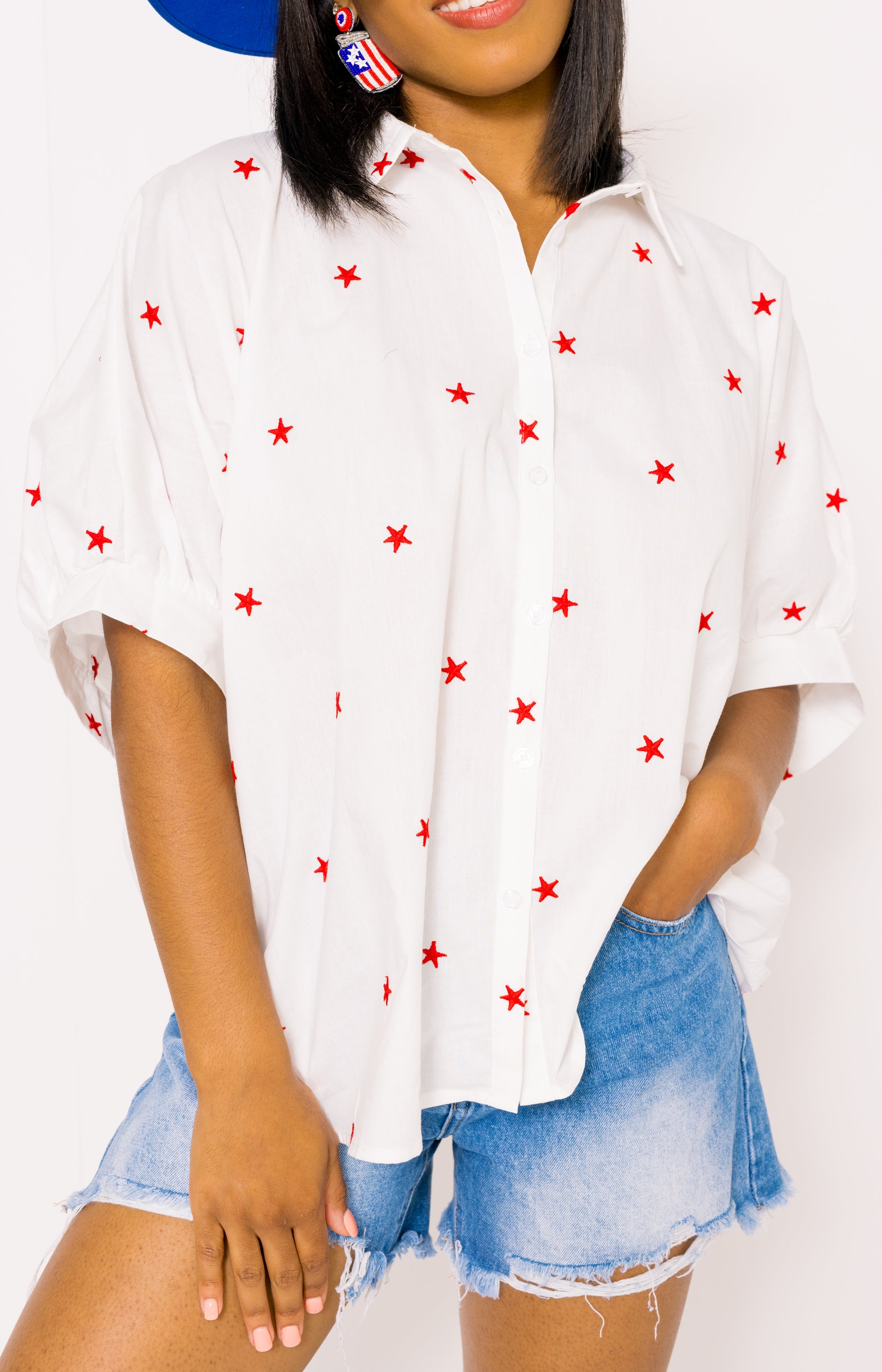 Star-Spangled Style Top, WHITE/RED