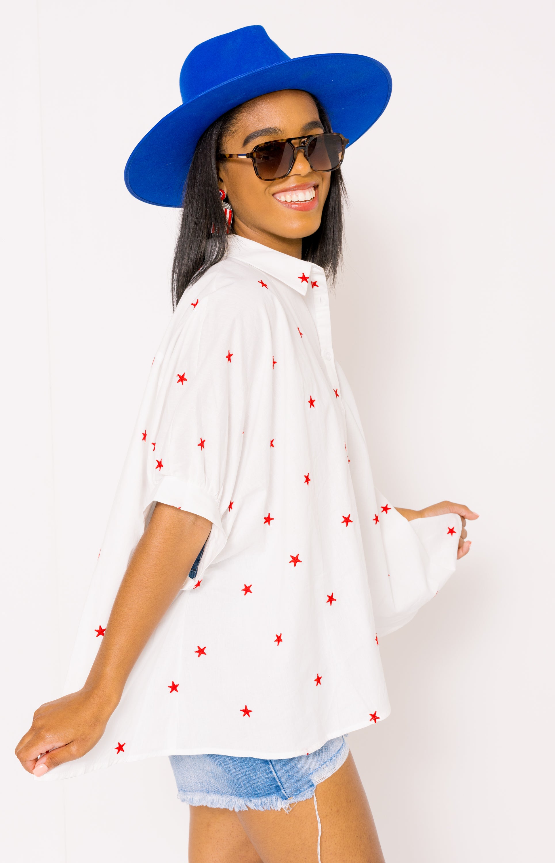 Star-Spangled Style Top, WHITE/RED