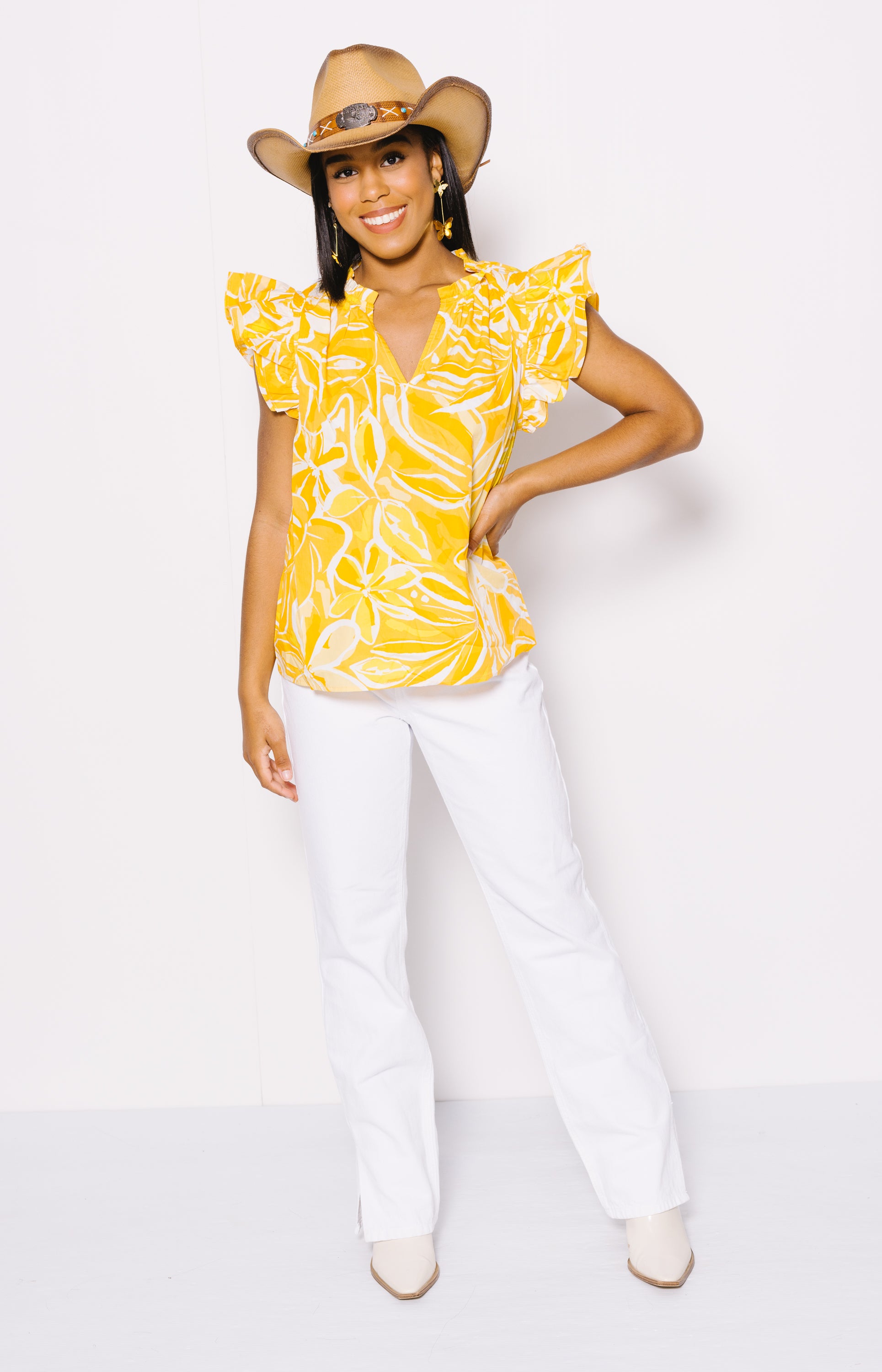 Summertime Daydream Top, YELLOW/WHITE