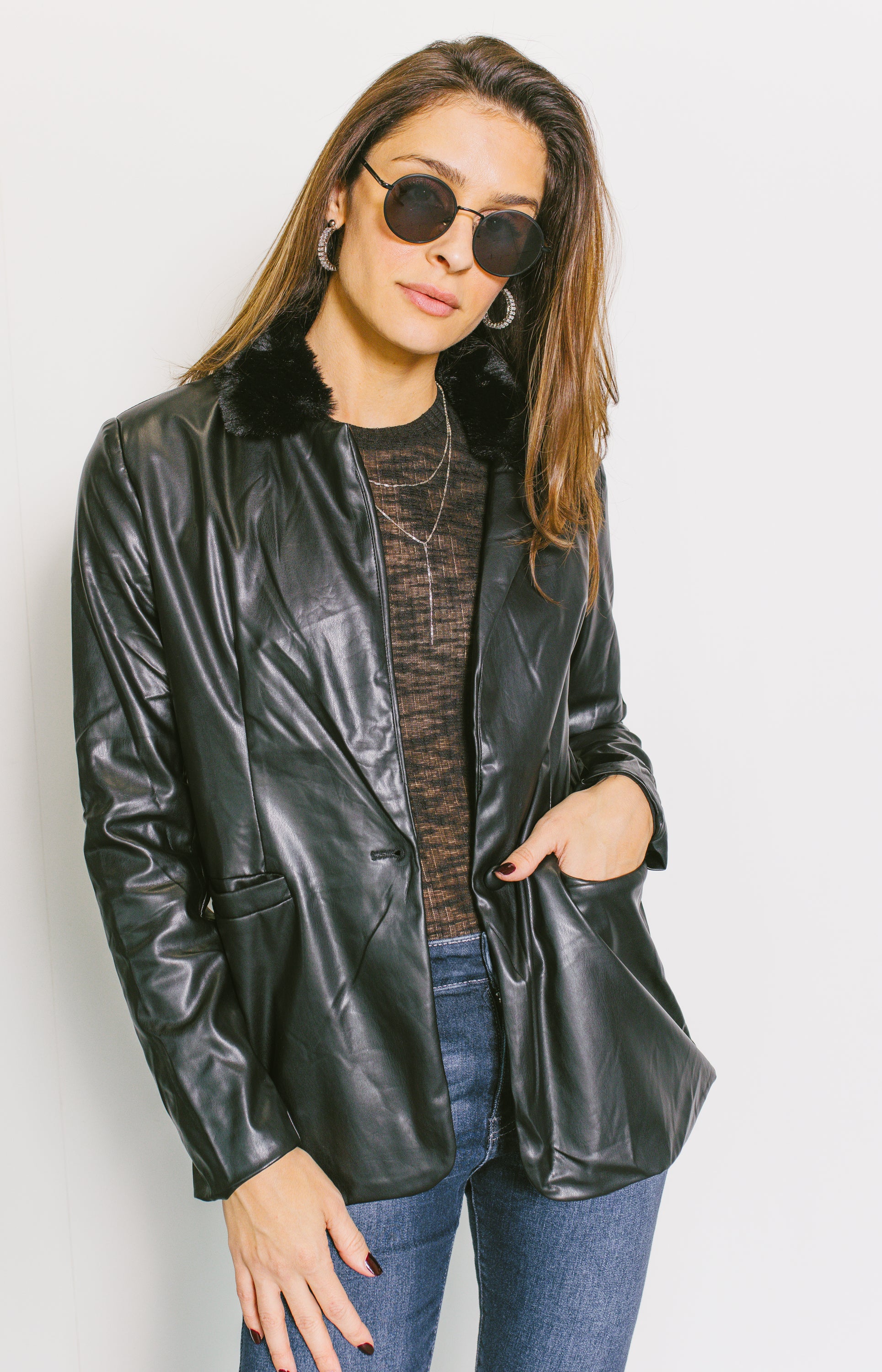 Becks Leather Jacket, BLACK