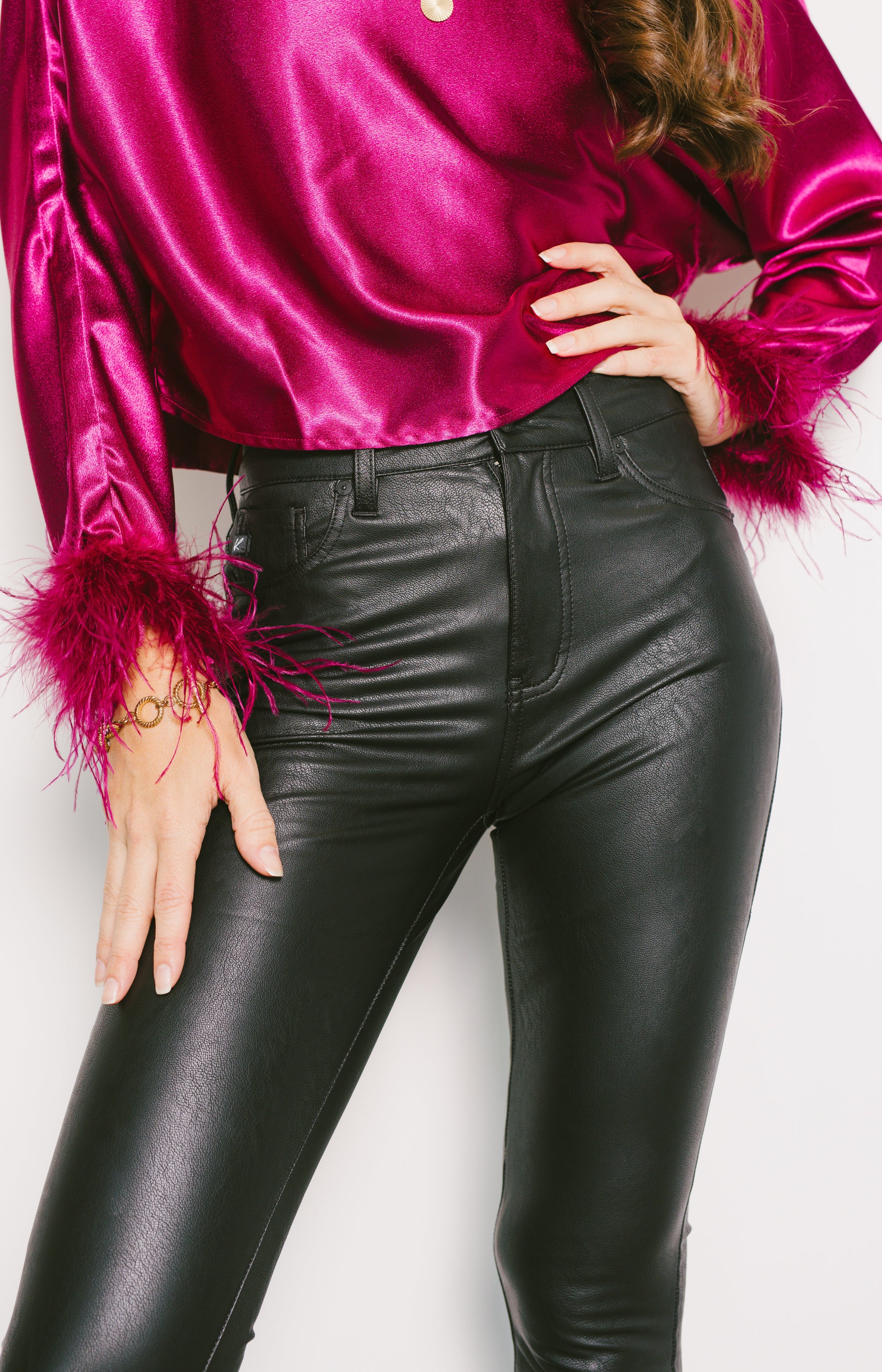 Kancan: Ledger High Rise Faux Leather Super Skinny Pants