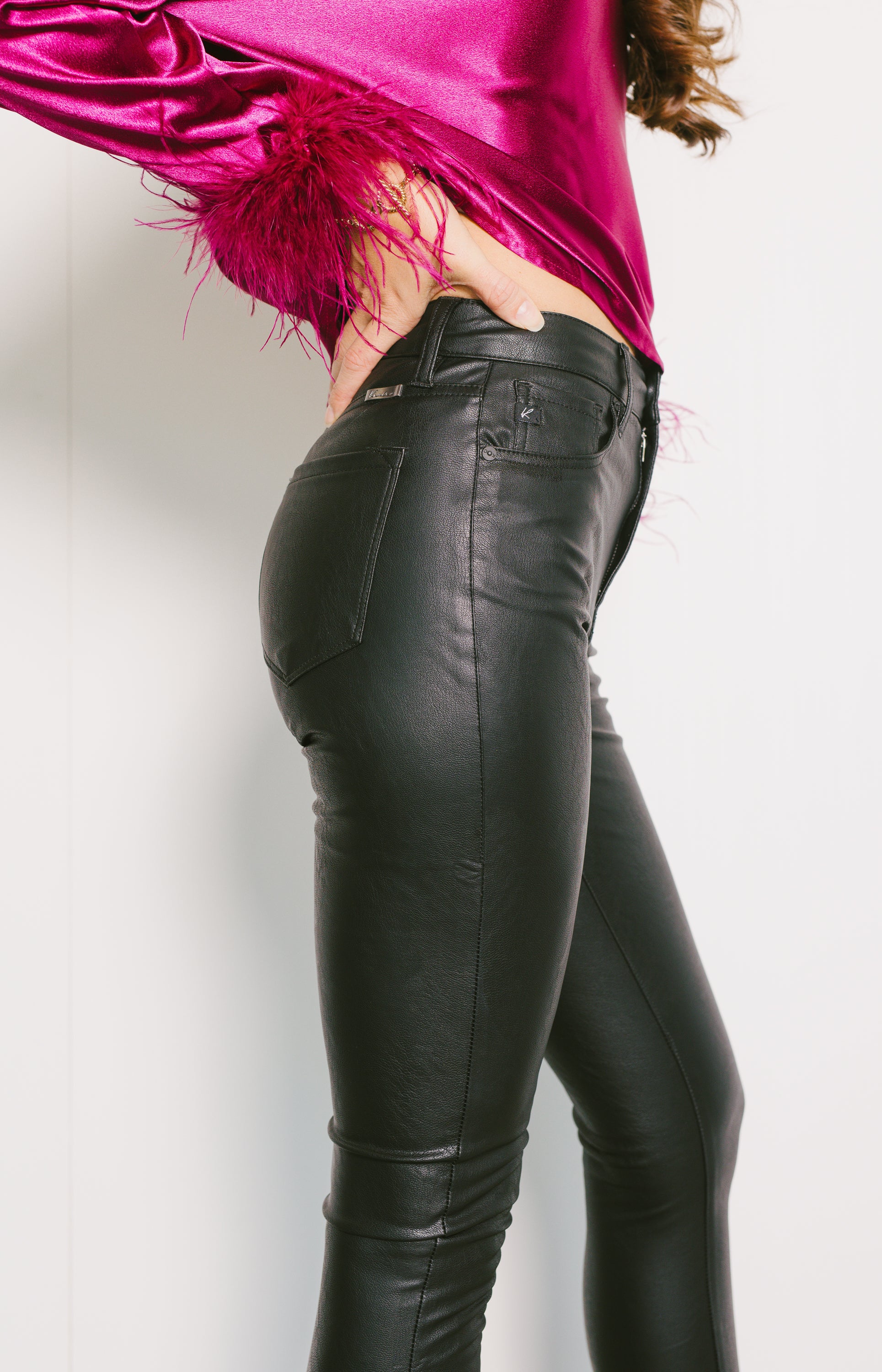 Kancan: Ledger High Rise Faux Leather Super Skinny Pants