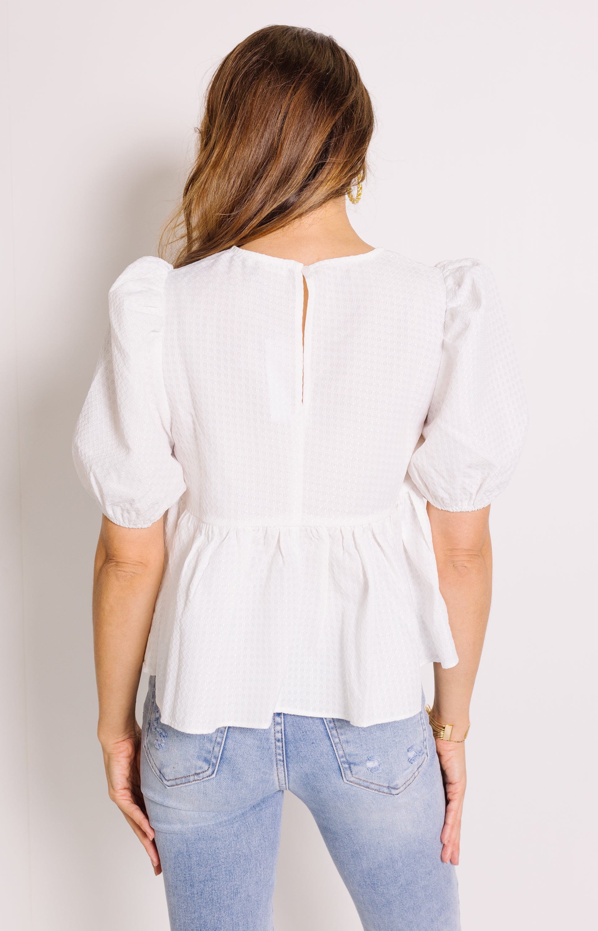 Marlo Baby Doll Top, WHITE