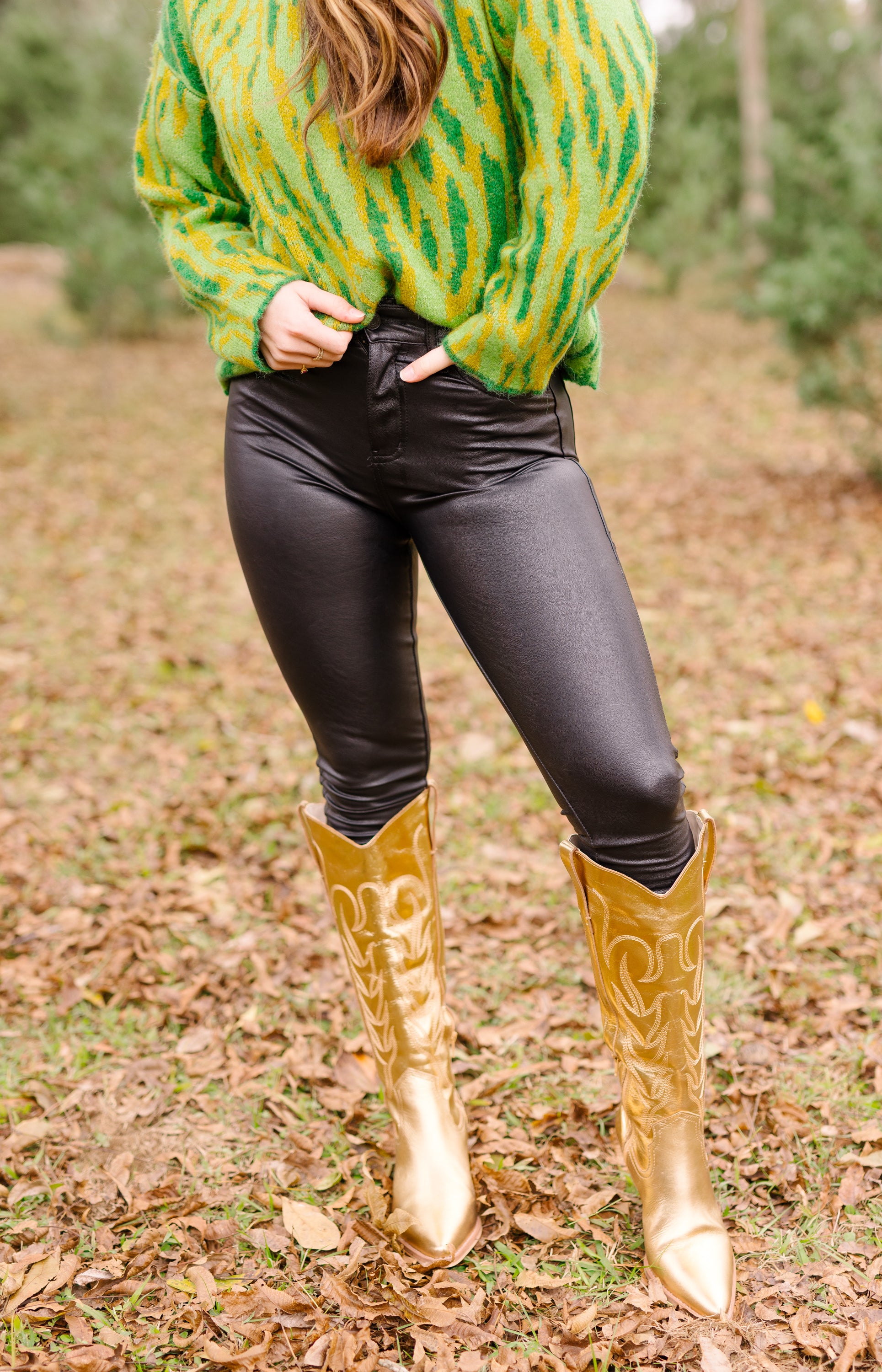 Kancan: Ledger High Rise Faux Leather Super Skinny Pants