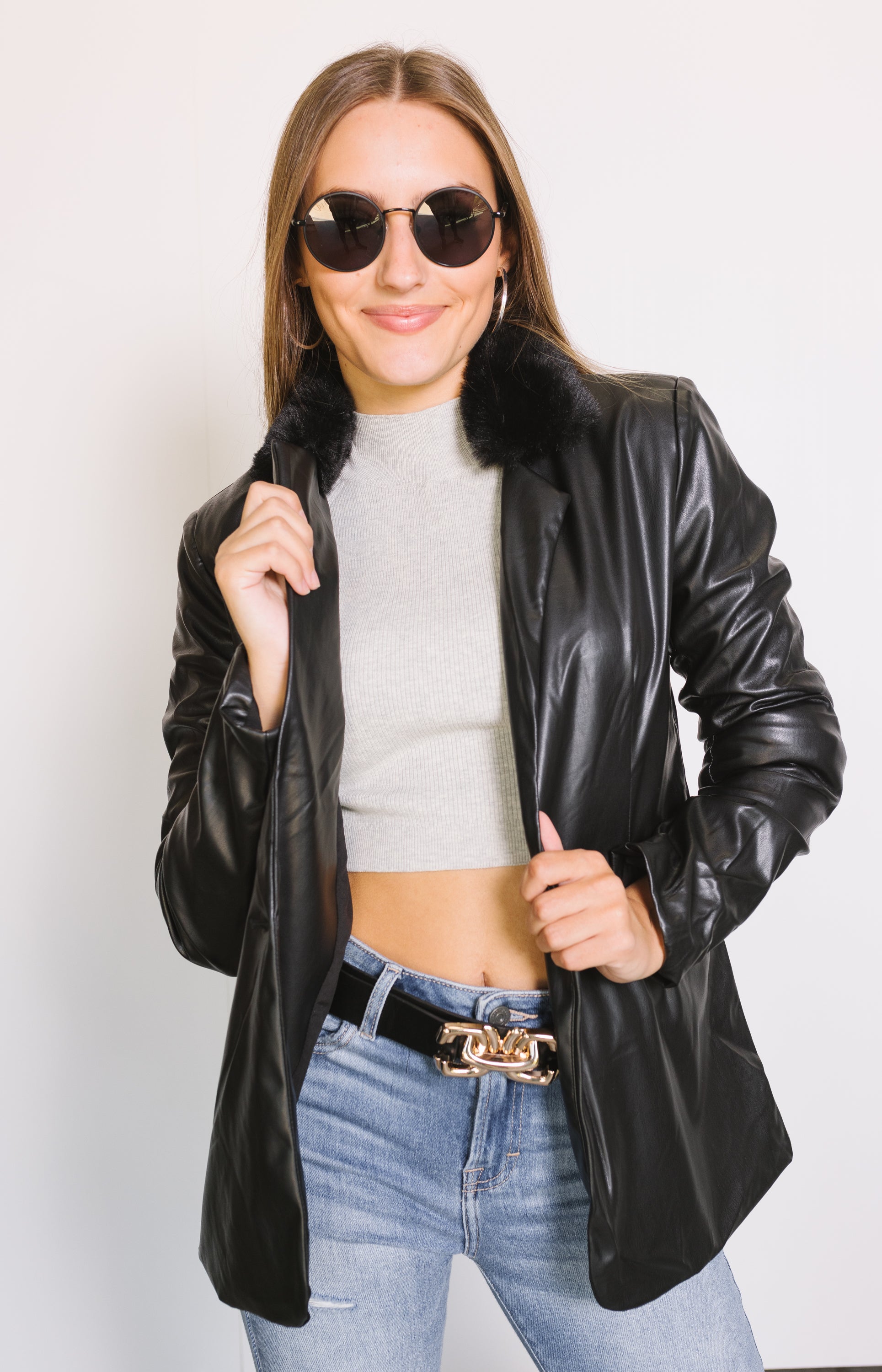 Becks Leather Jacket, BLACK