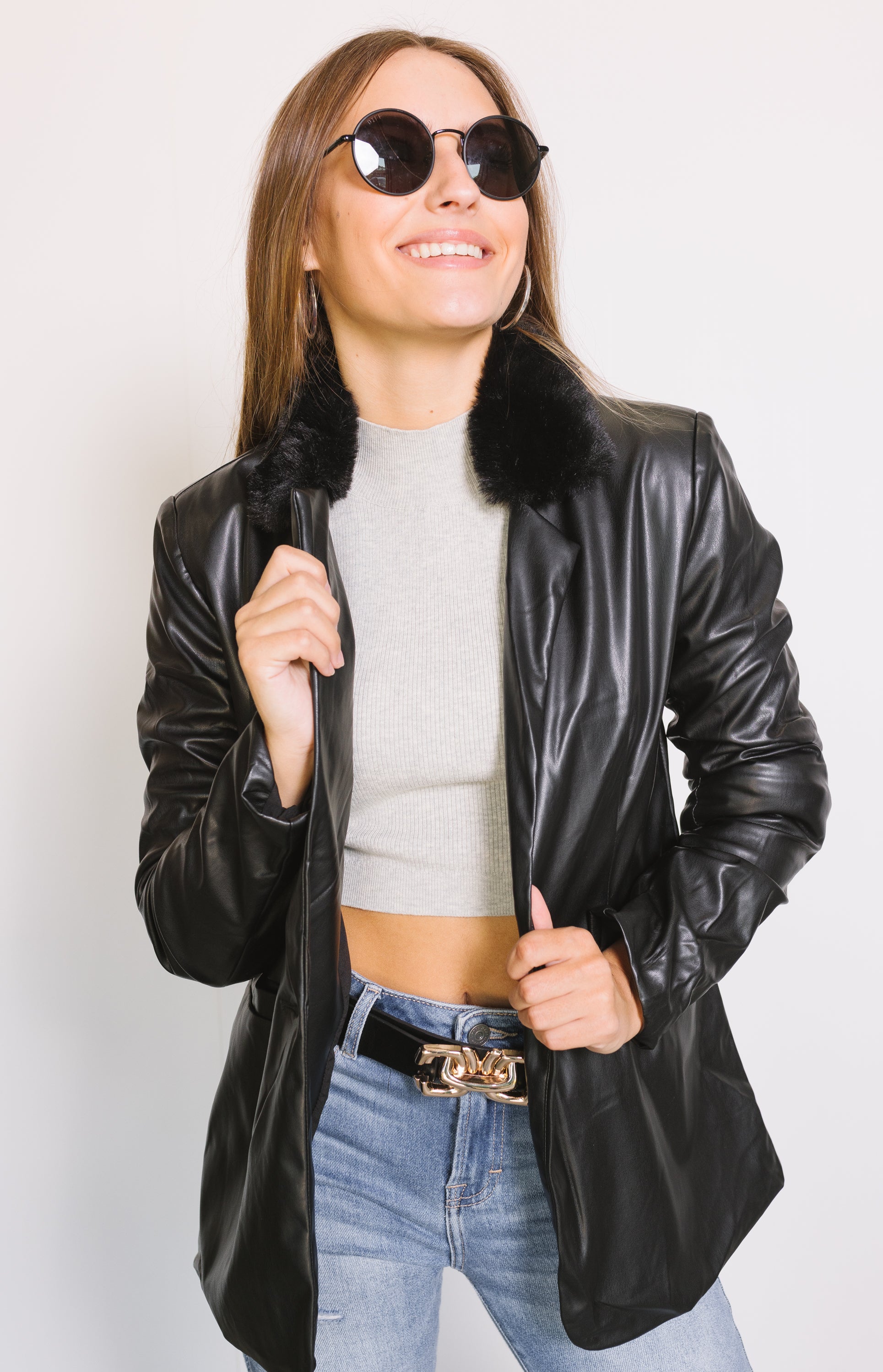 Becks Leather Jacket, BLACK