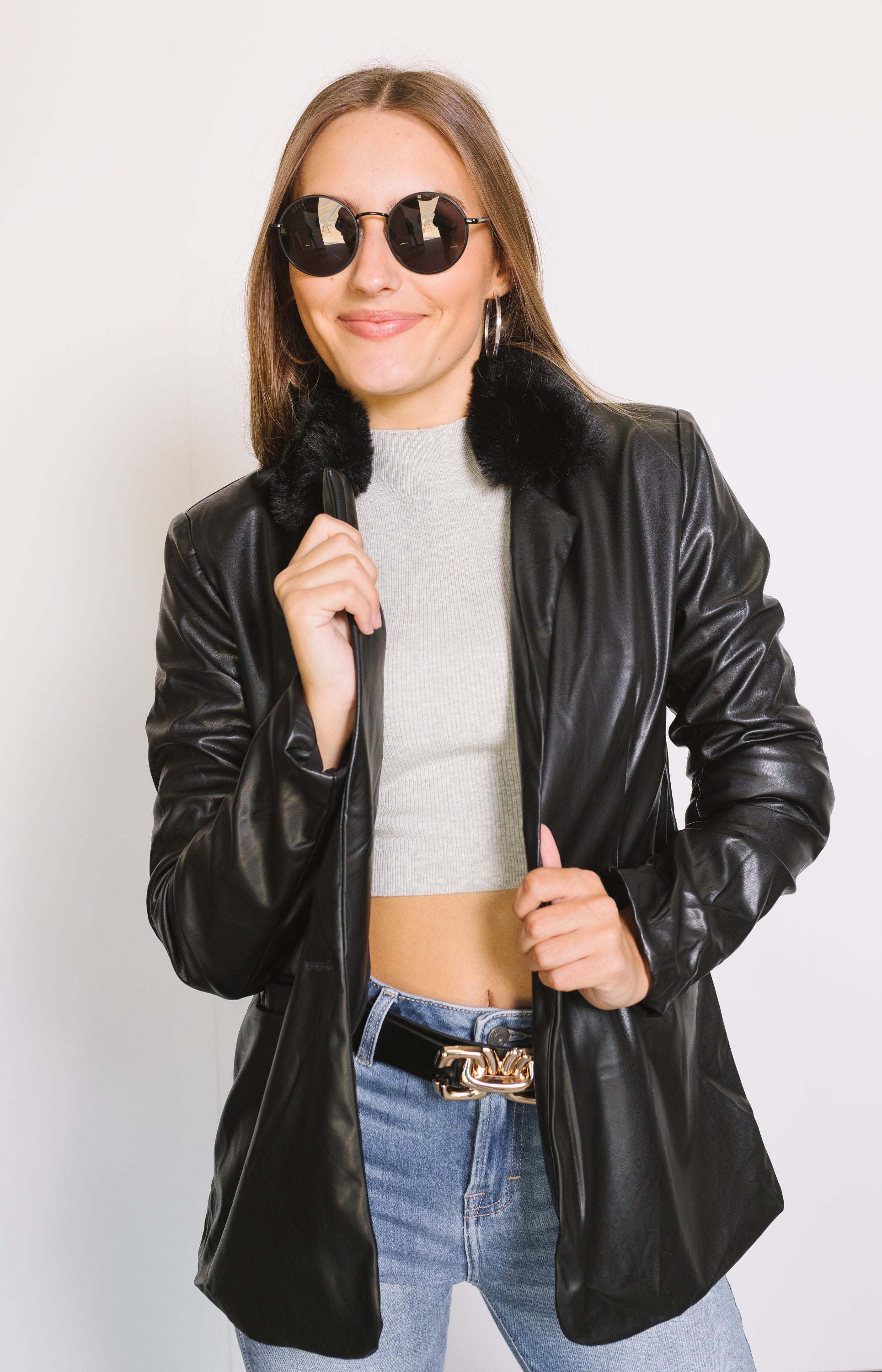 Becks Leather Jacket, BLACK