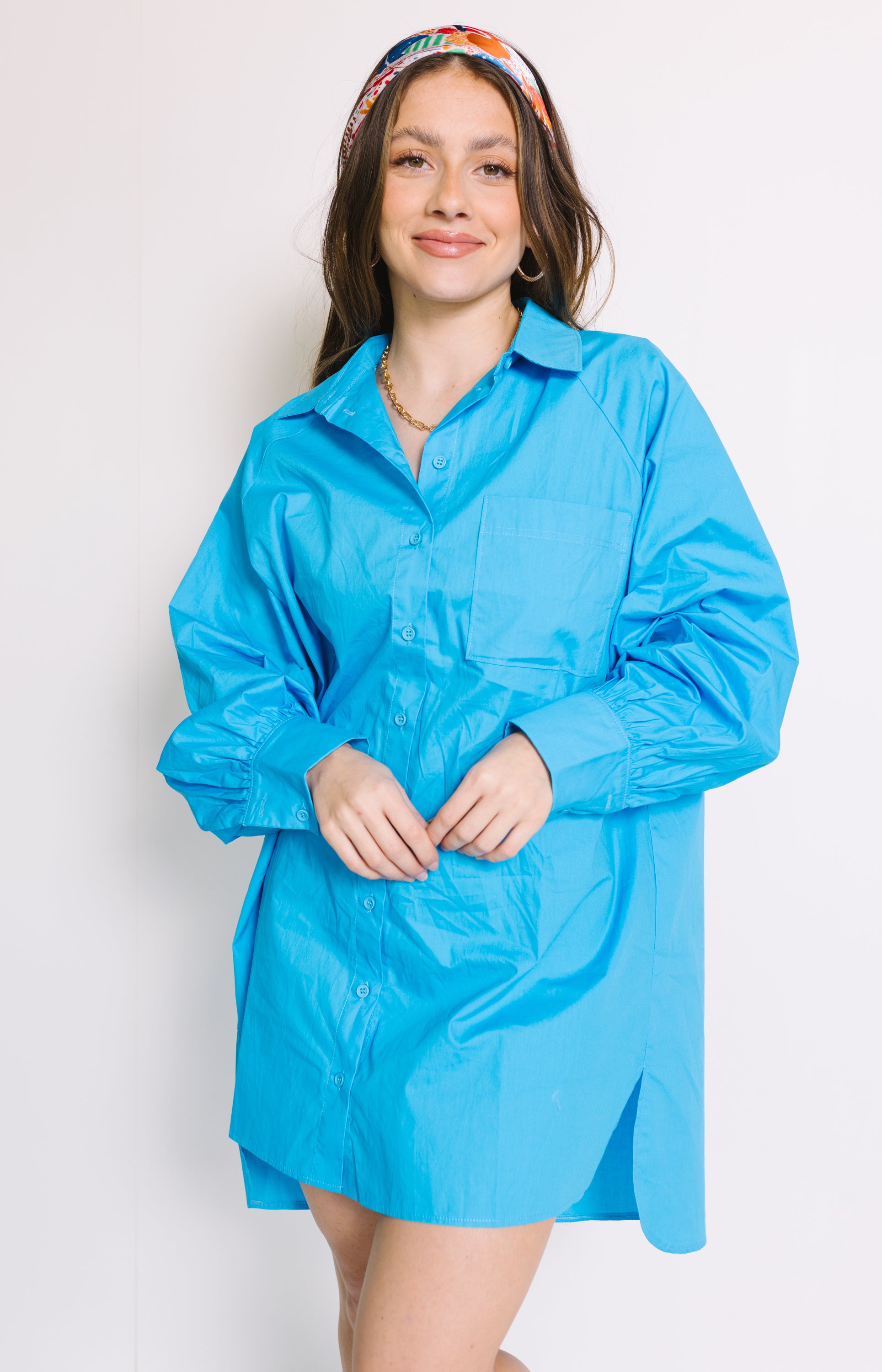 HK Shirt Dress, MALIBU BLUE