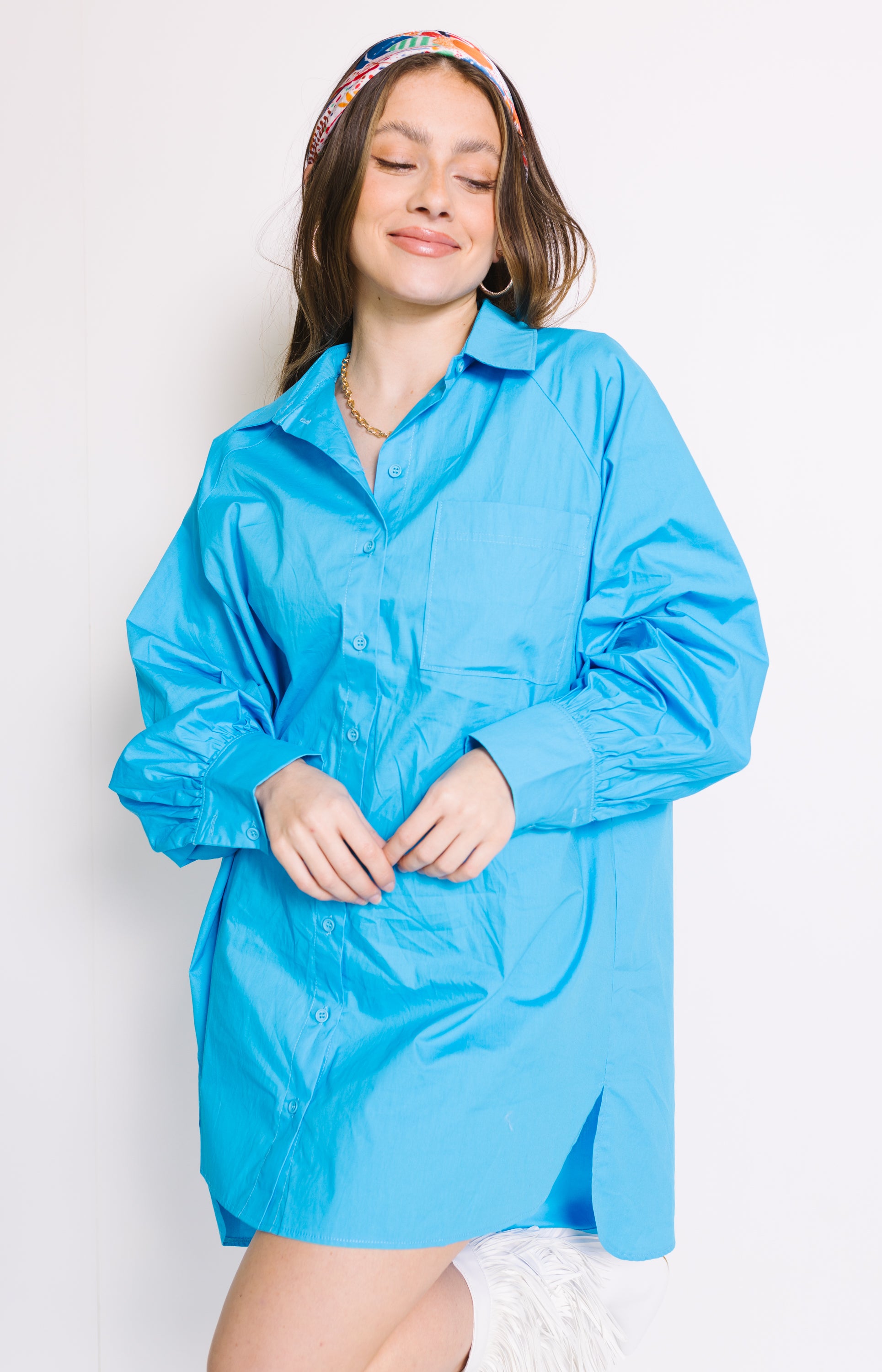 HK Shirt Dress, MALIBU BLUE