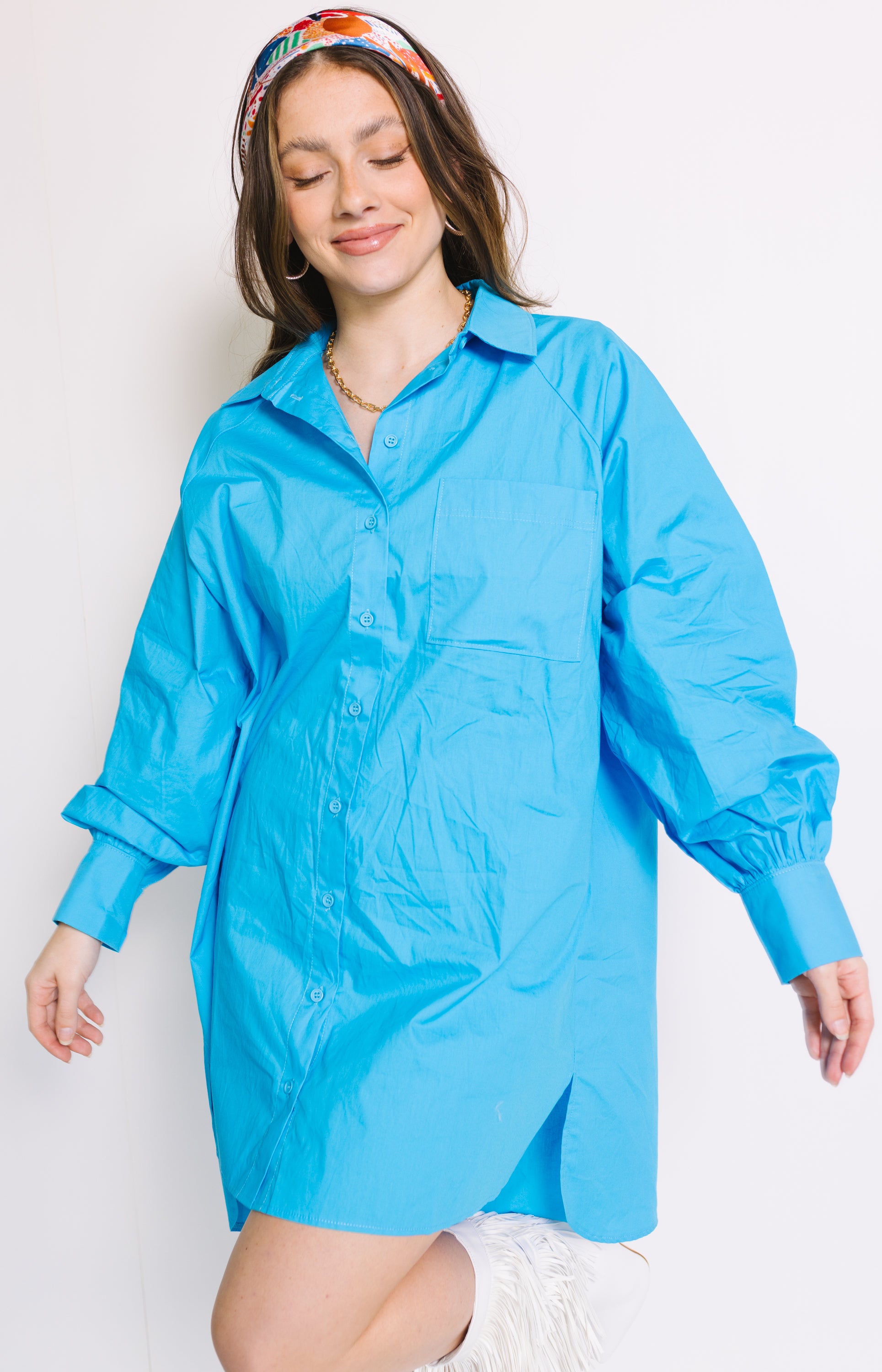 HK Shirt Dress, MALIBU BLUE