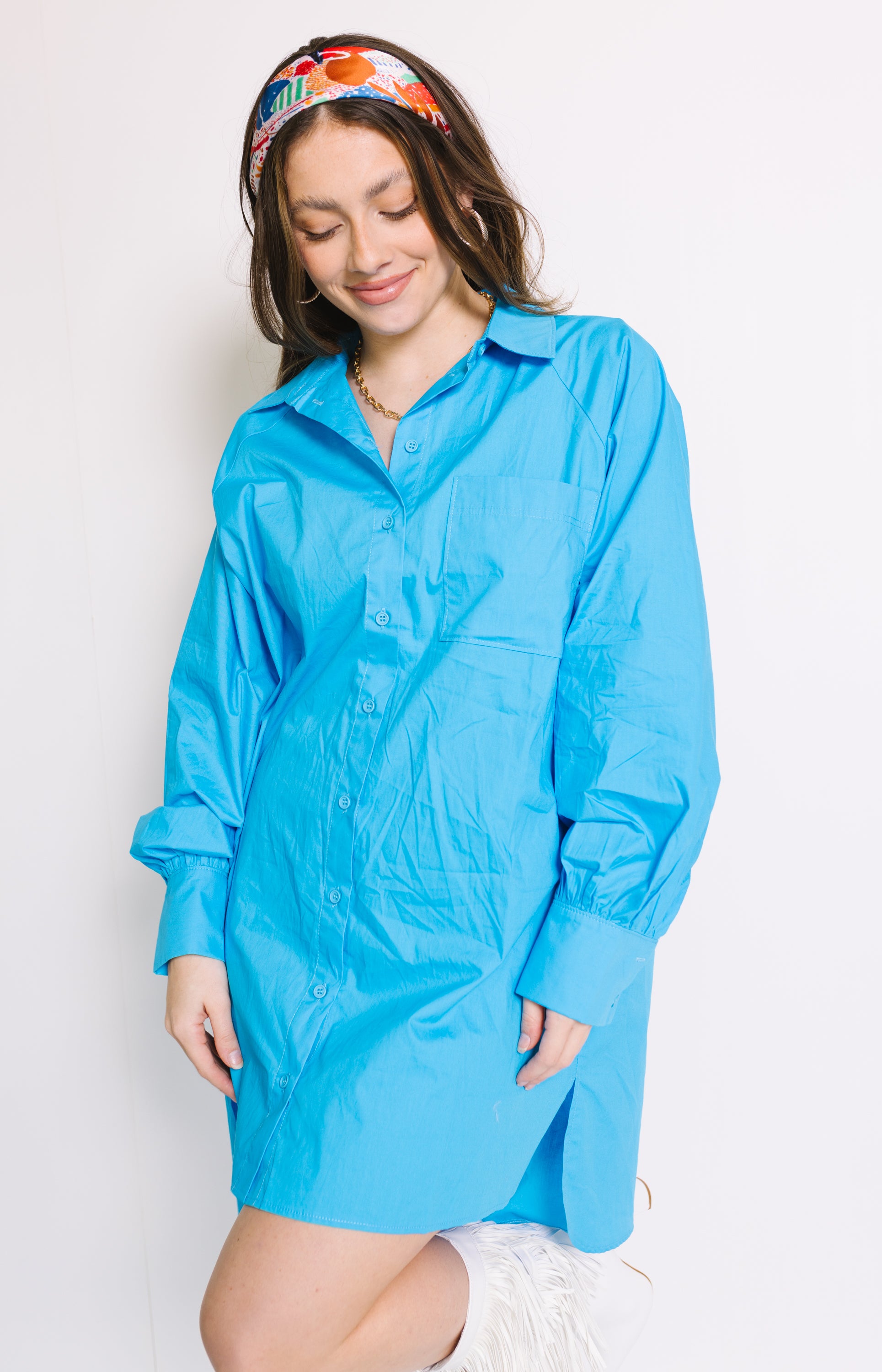 HK Shirt Dress, MALIBU BLUE
