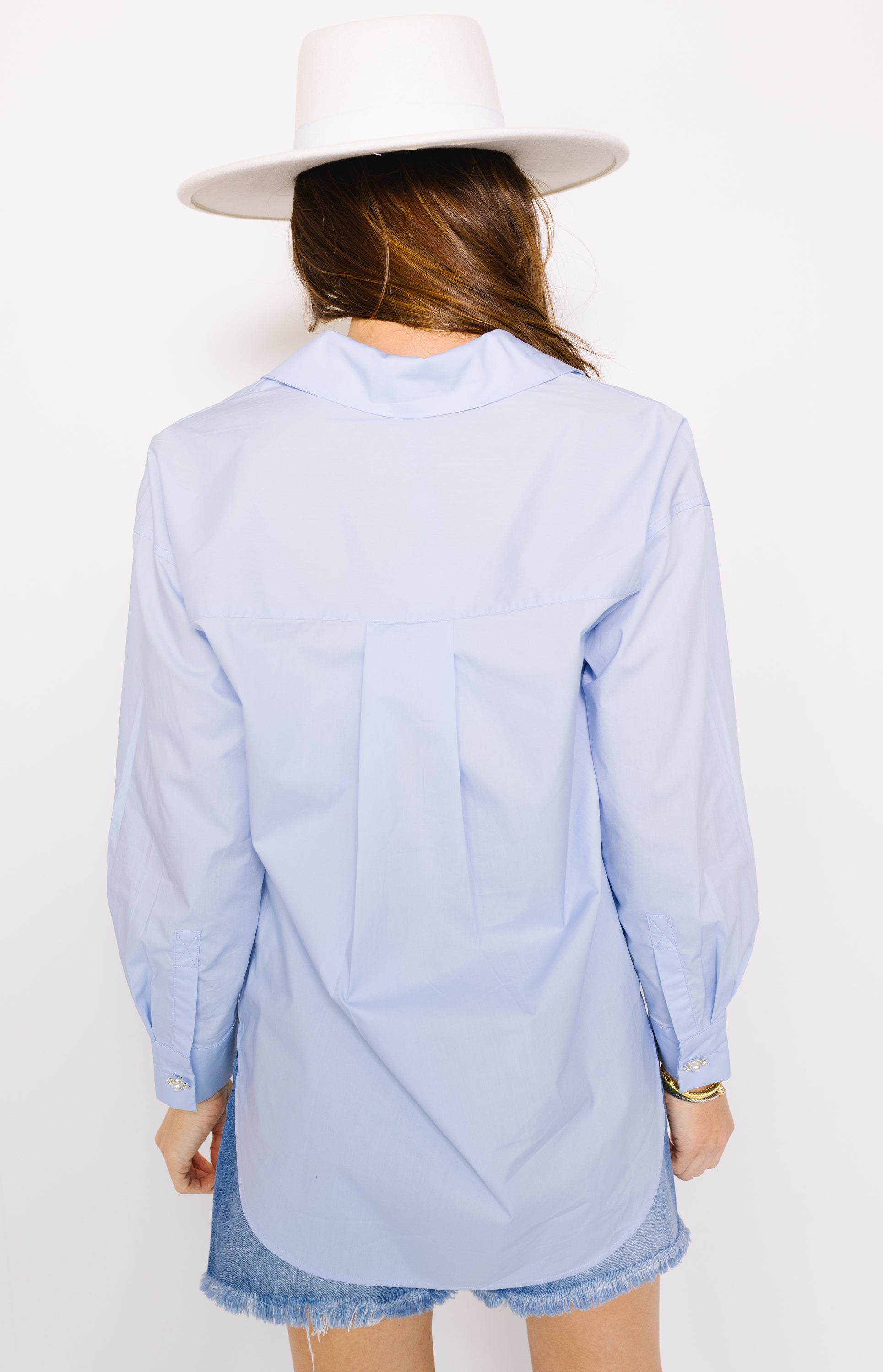 Endless Rose: Oversized Collared Shirt, POWDER BLUE