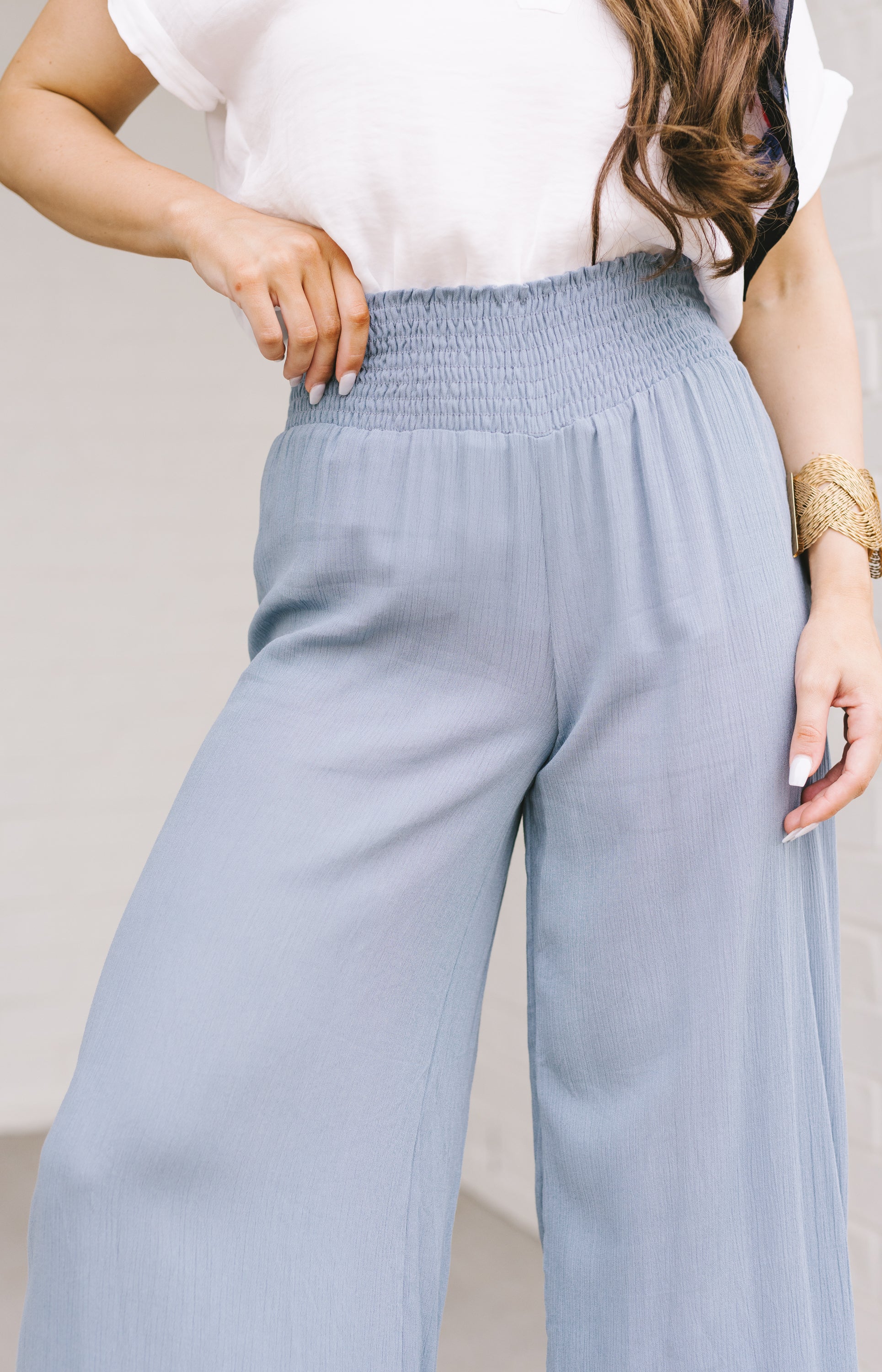 Near the Pier Gauze Pants, Blue Wash