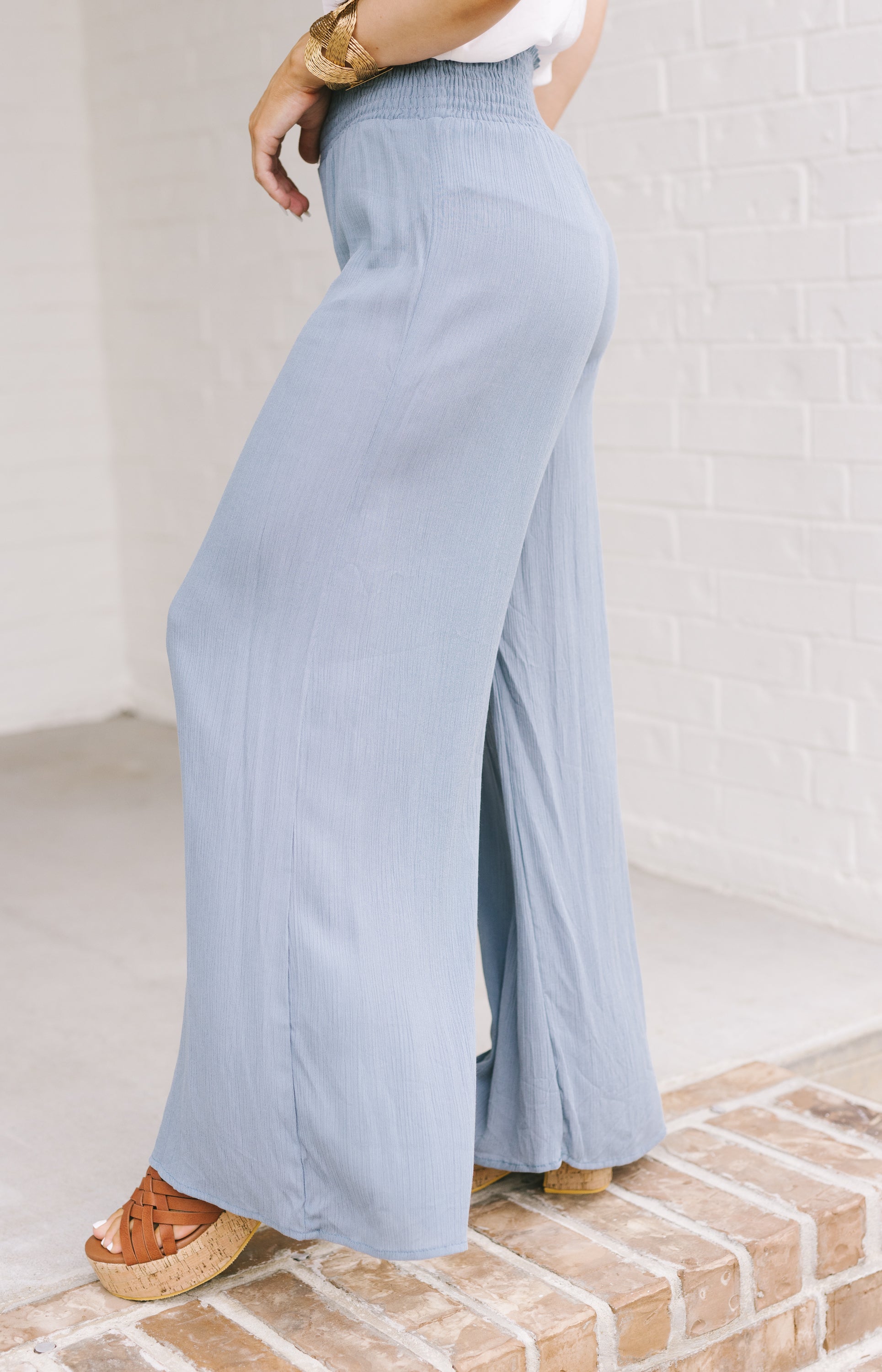Near the Pier Gauze Pants, Blue Wash