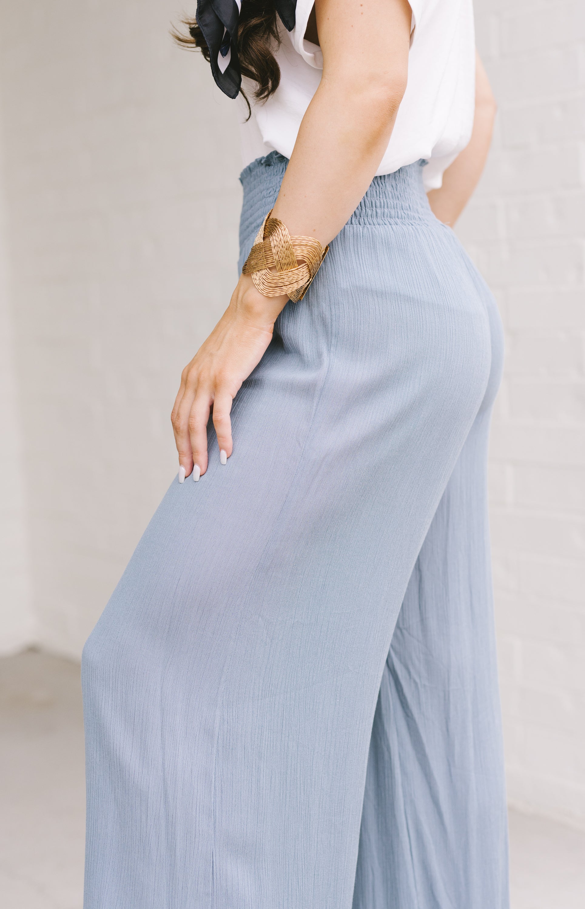 Near the Pier Gauze Pants, Blue Wash