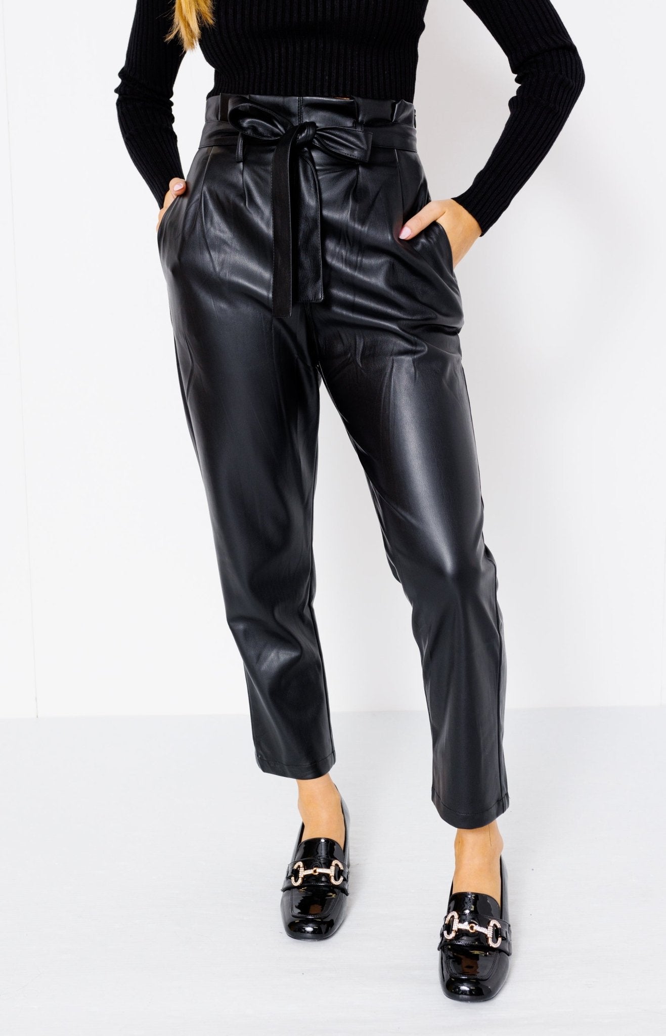 Dolce Cabo: Everything and More Vegan Leather Trousers, BLACK Pants - 32P