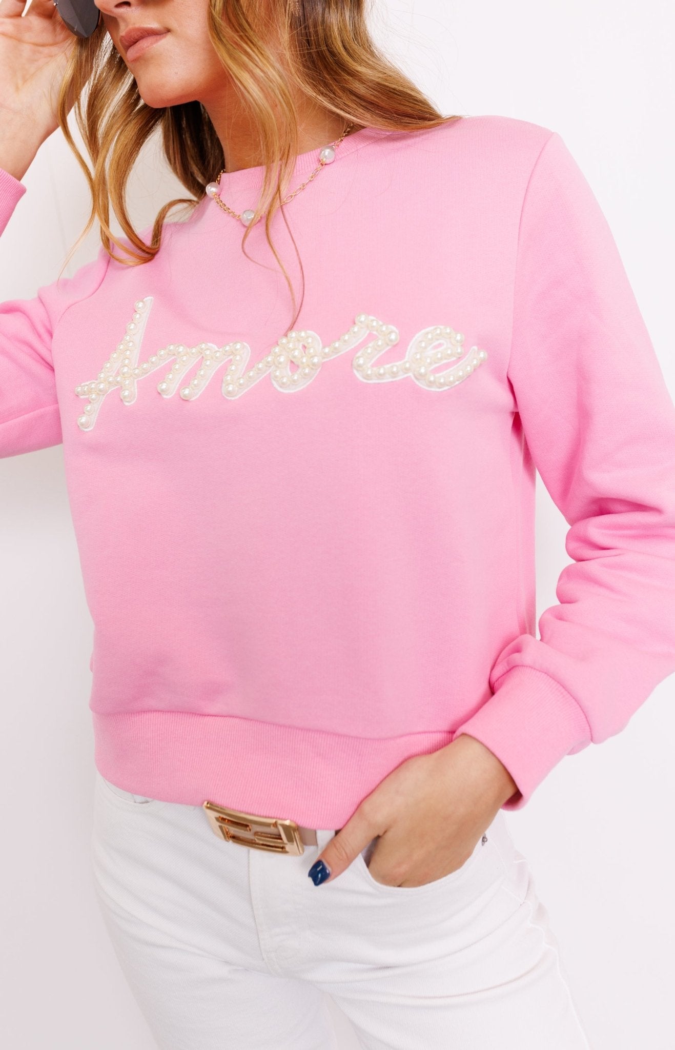 Endless Rose: Amore Sweatshirt, PINK Tops 50-75- 14