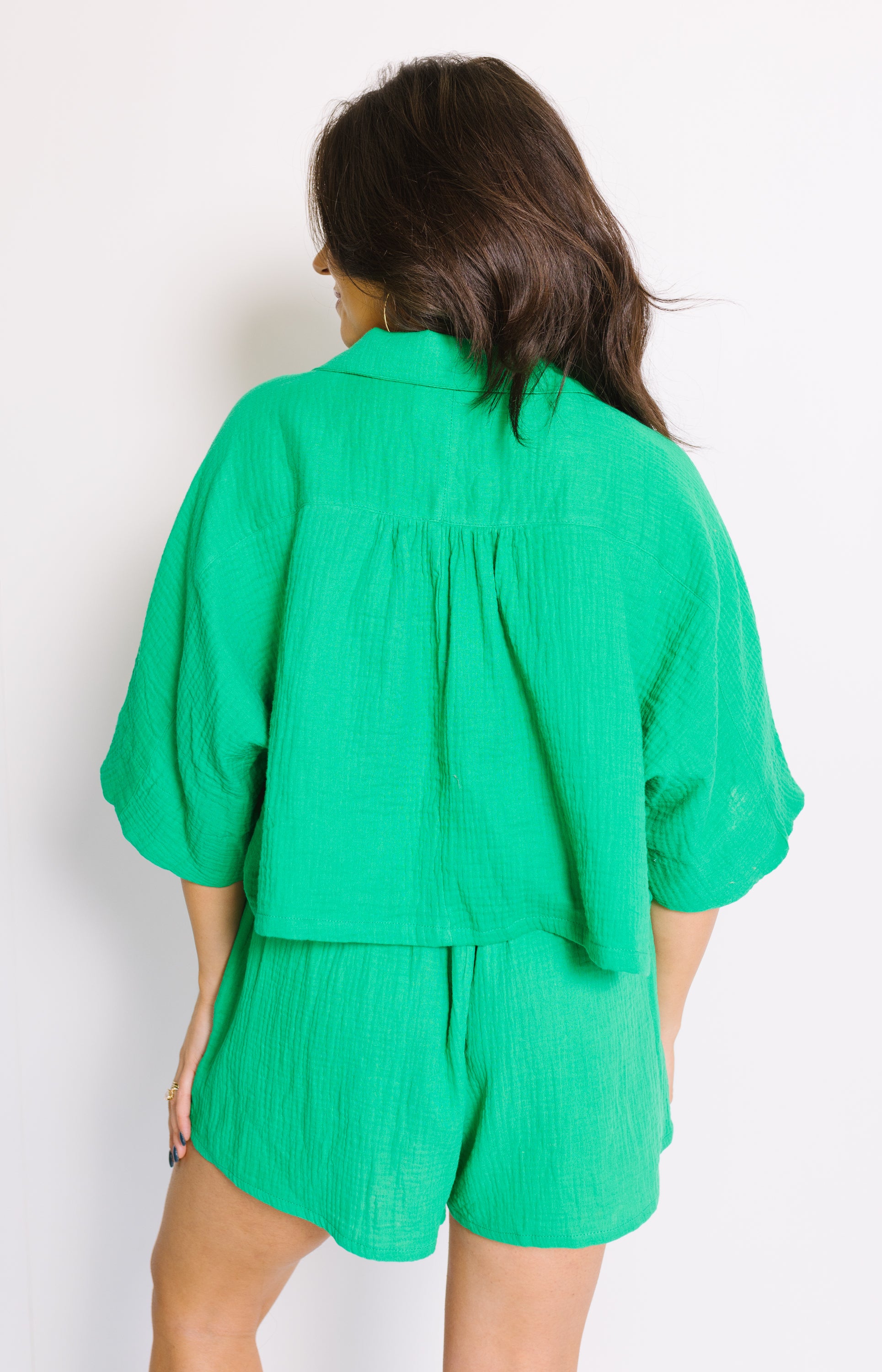 Another Day Button-Up Top, GREEN