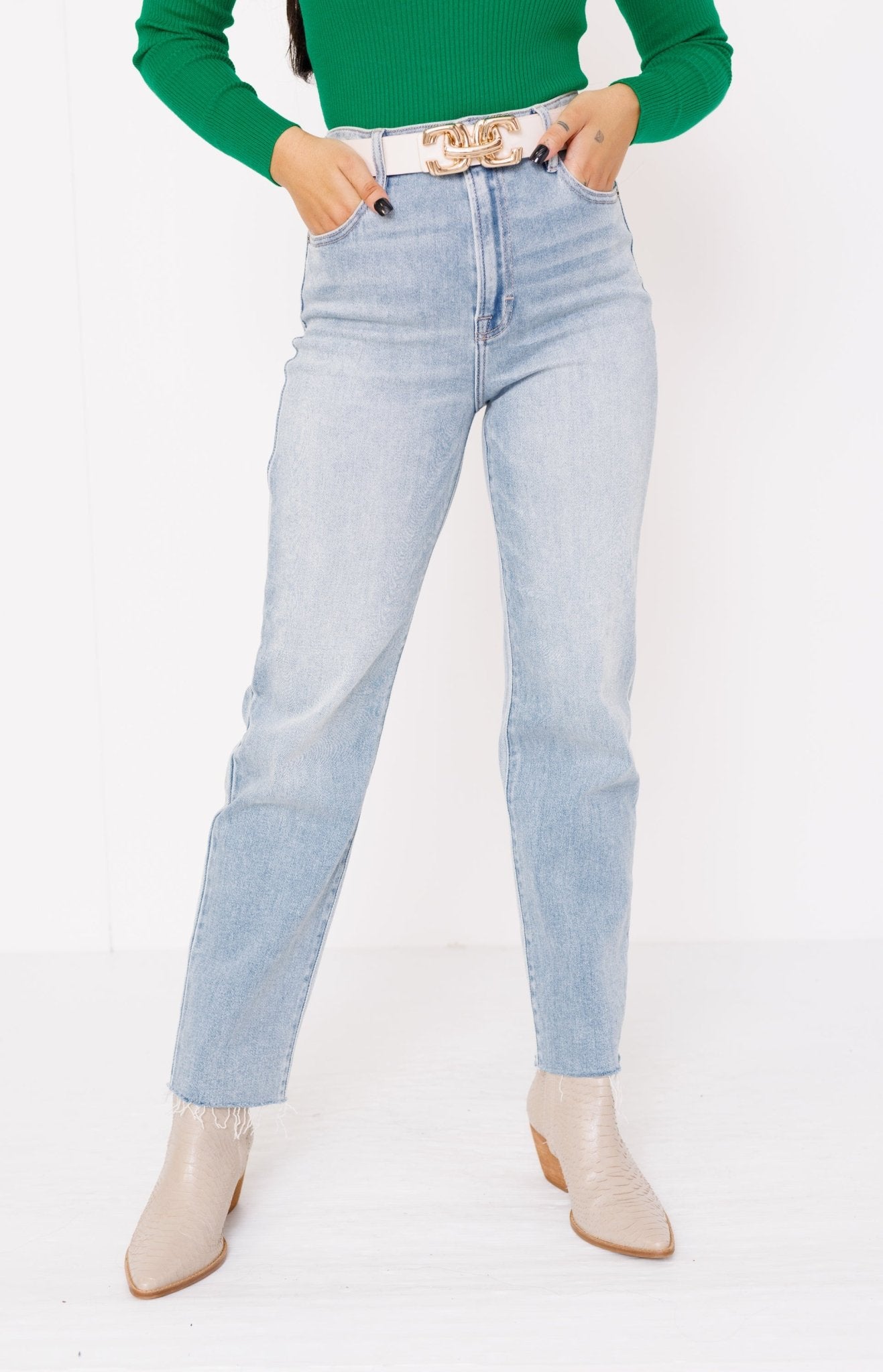 Hidden: Tracey High Rise Cropped Straight Jeans, SUPER LIGHT BLUE Denim - 30