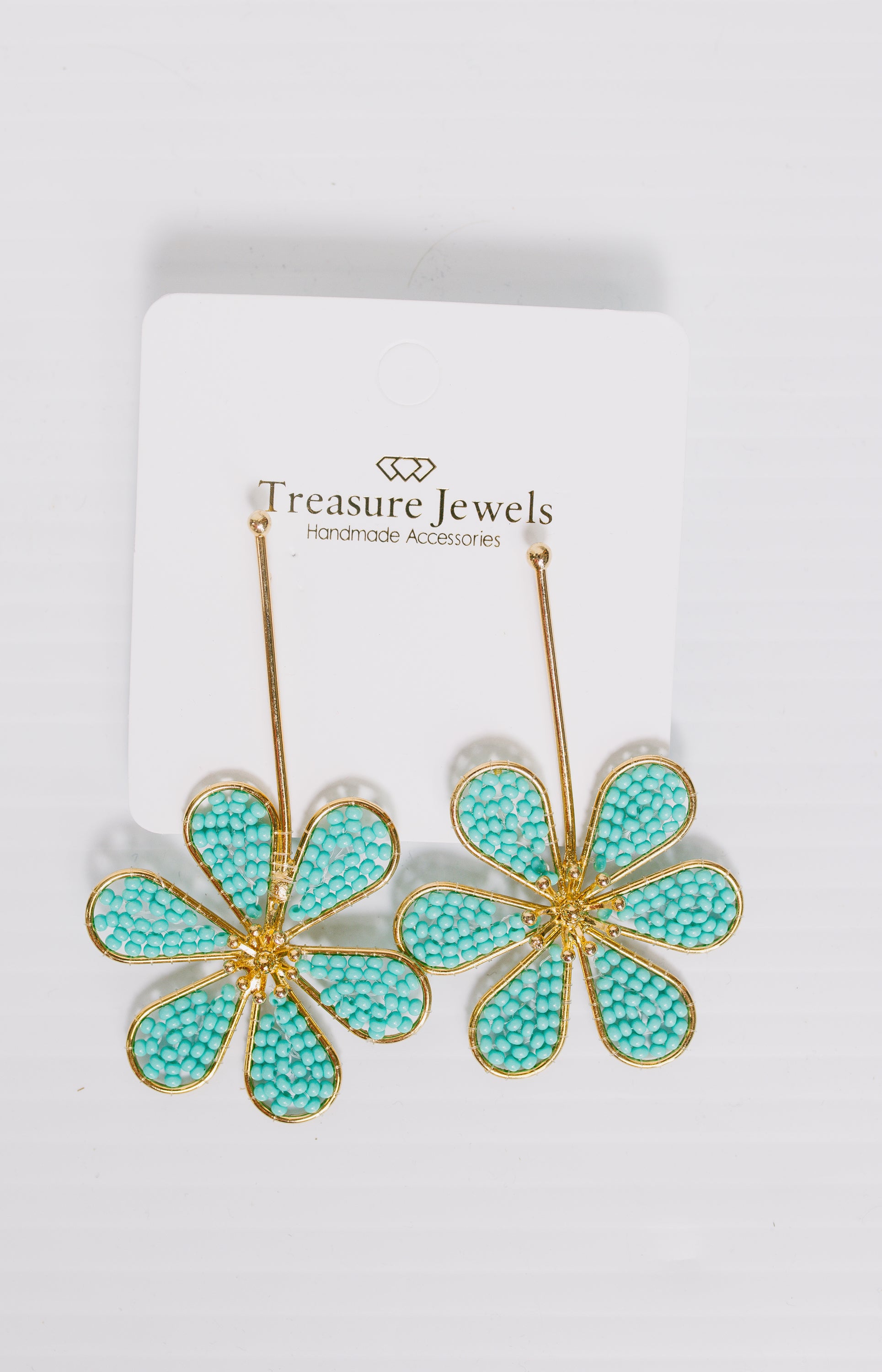 Treasure Jewels: Drop Daisy Earrings, TURQUOISE