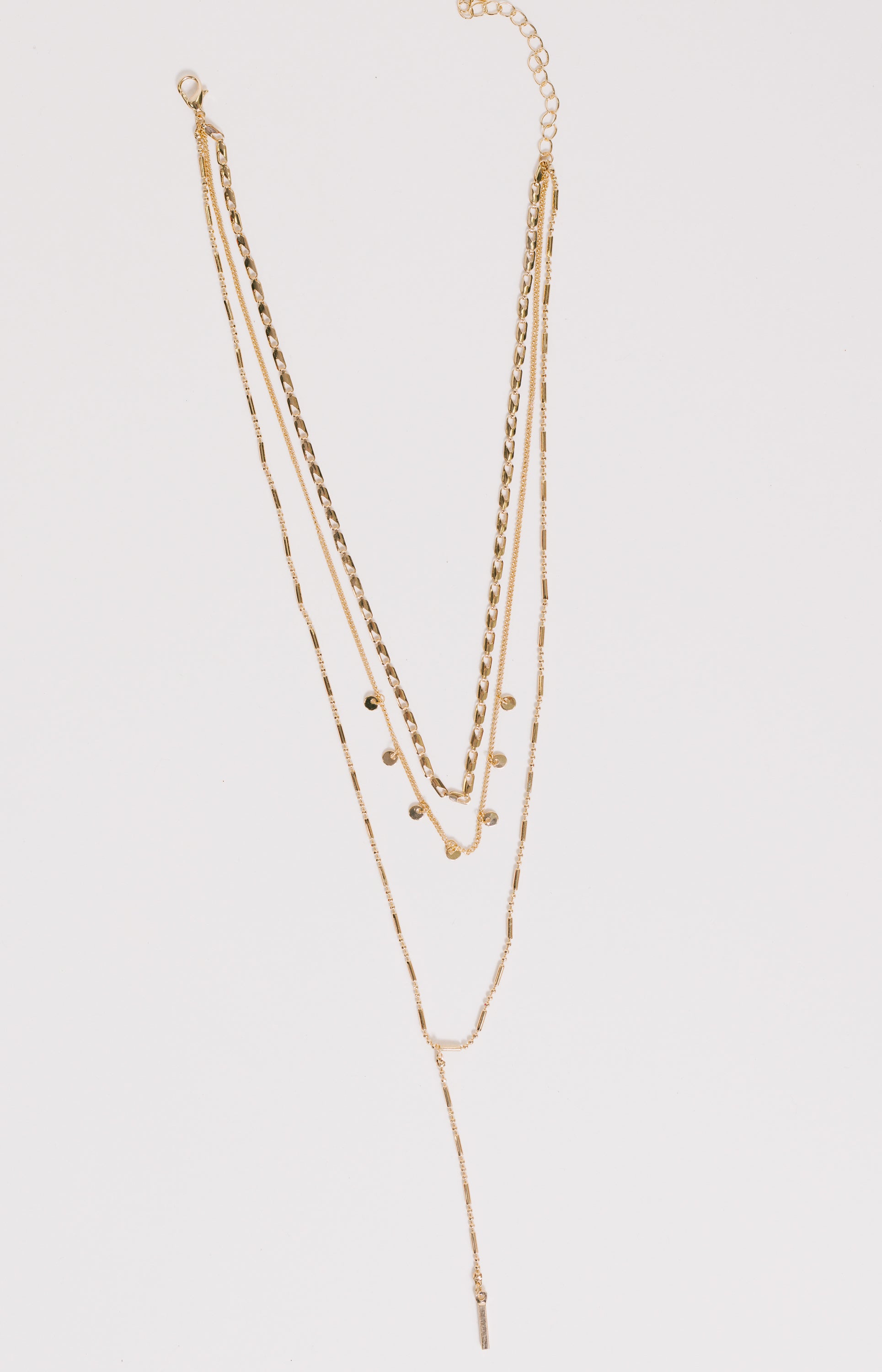 Layered Lariat Metal Necklace
