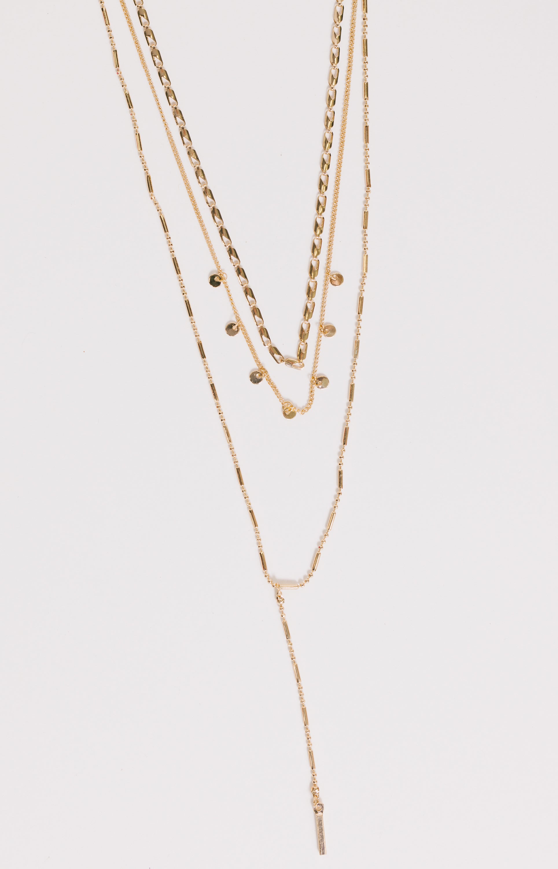 Layered Lariat Metal Necklace