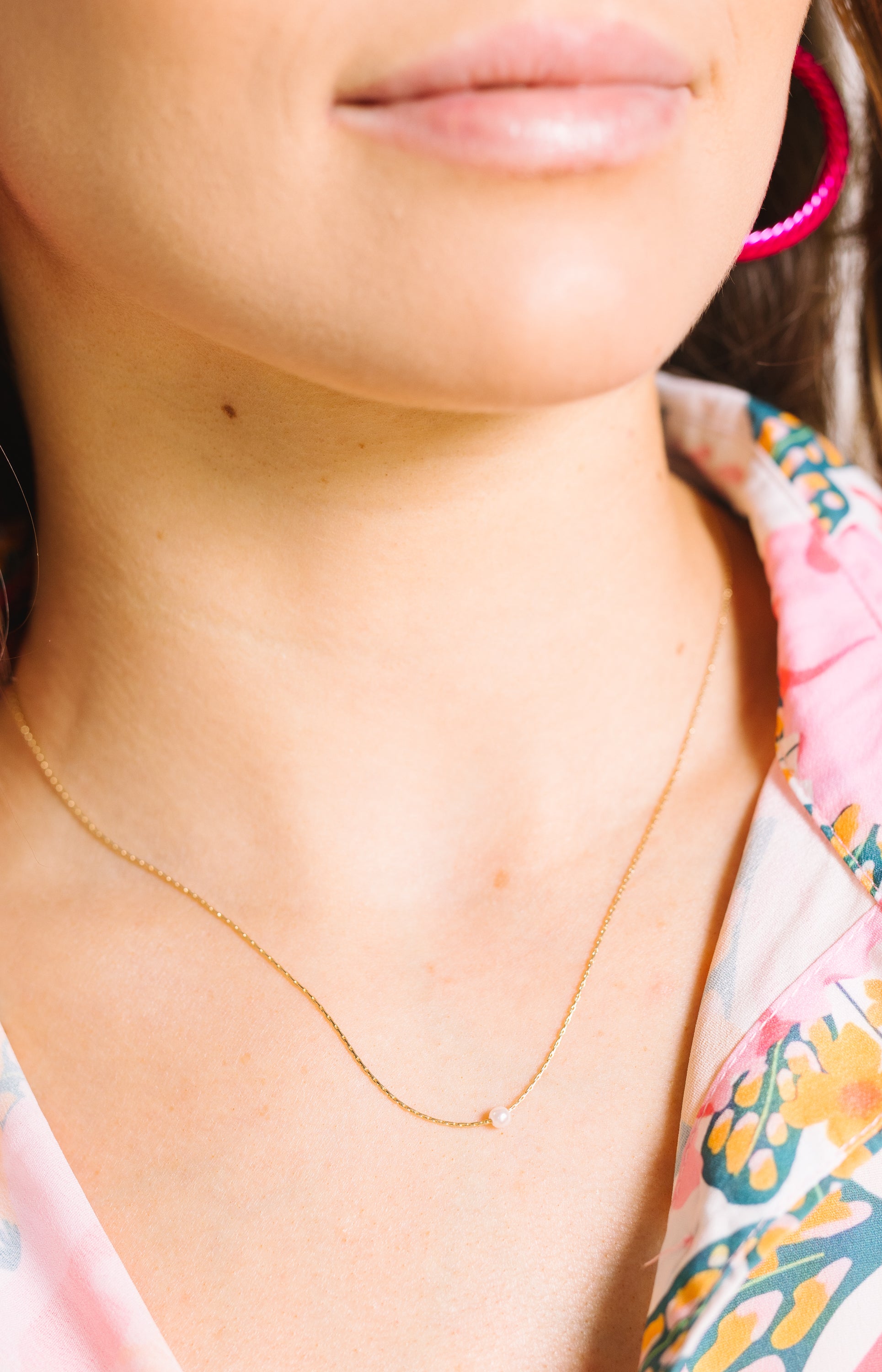 Linked Chain Pearl Necklace