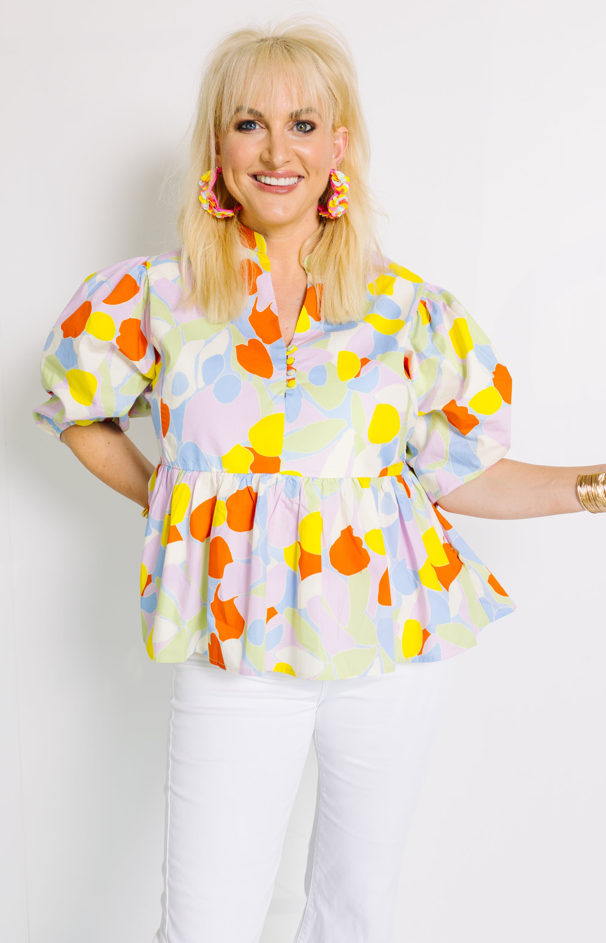 Karlie: Mosaic Mirage Babydoll Top