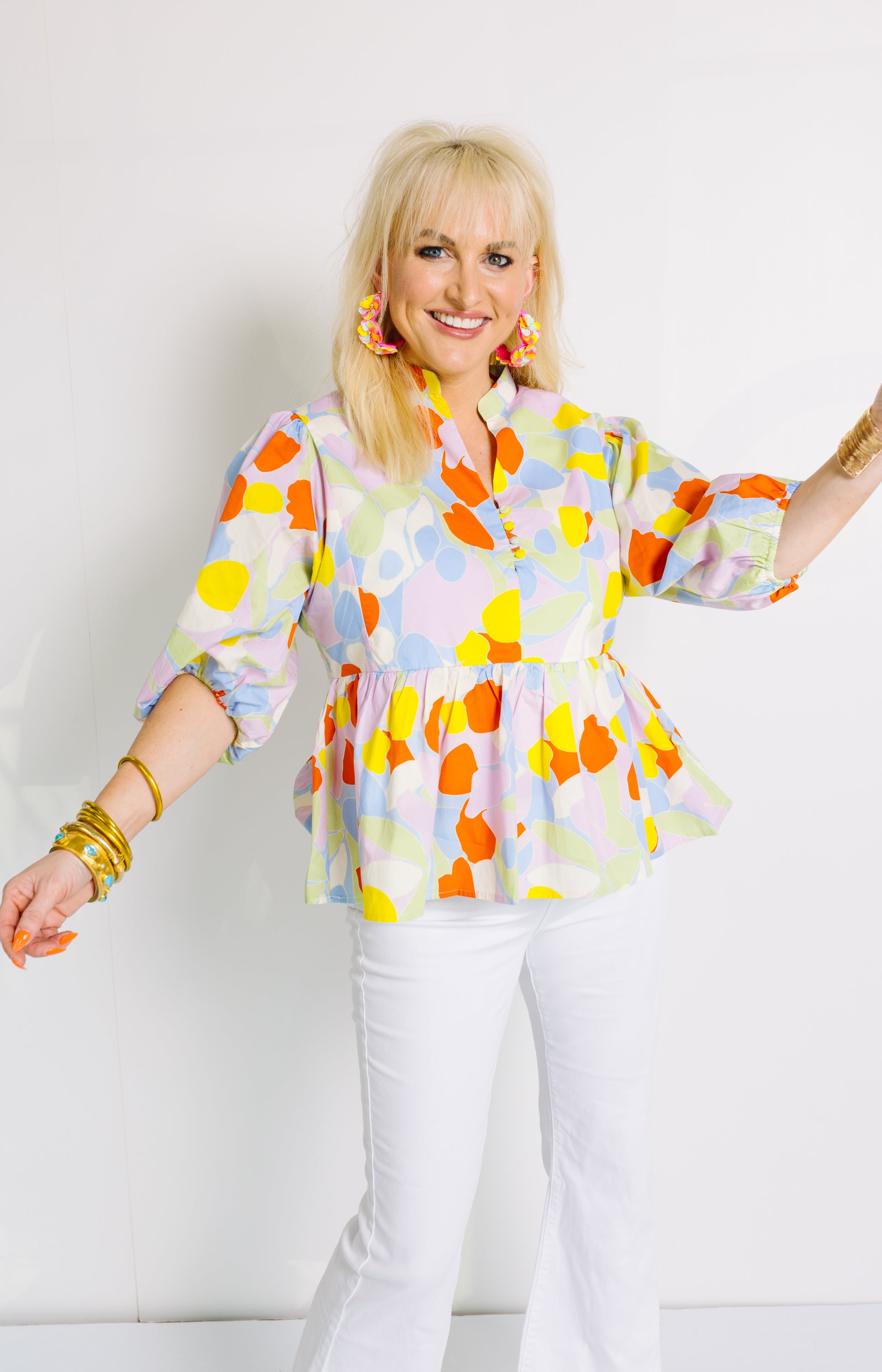 Karlie: Mosaic Mirage Babydoll Top