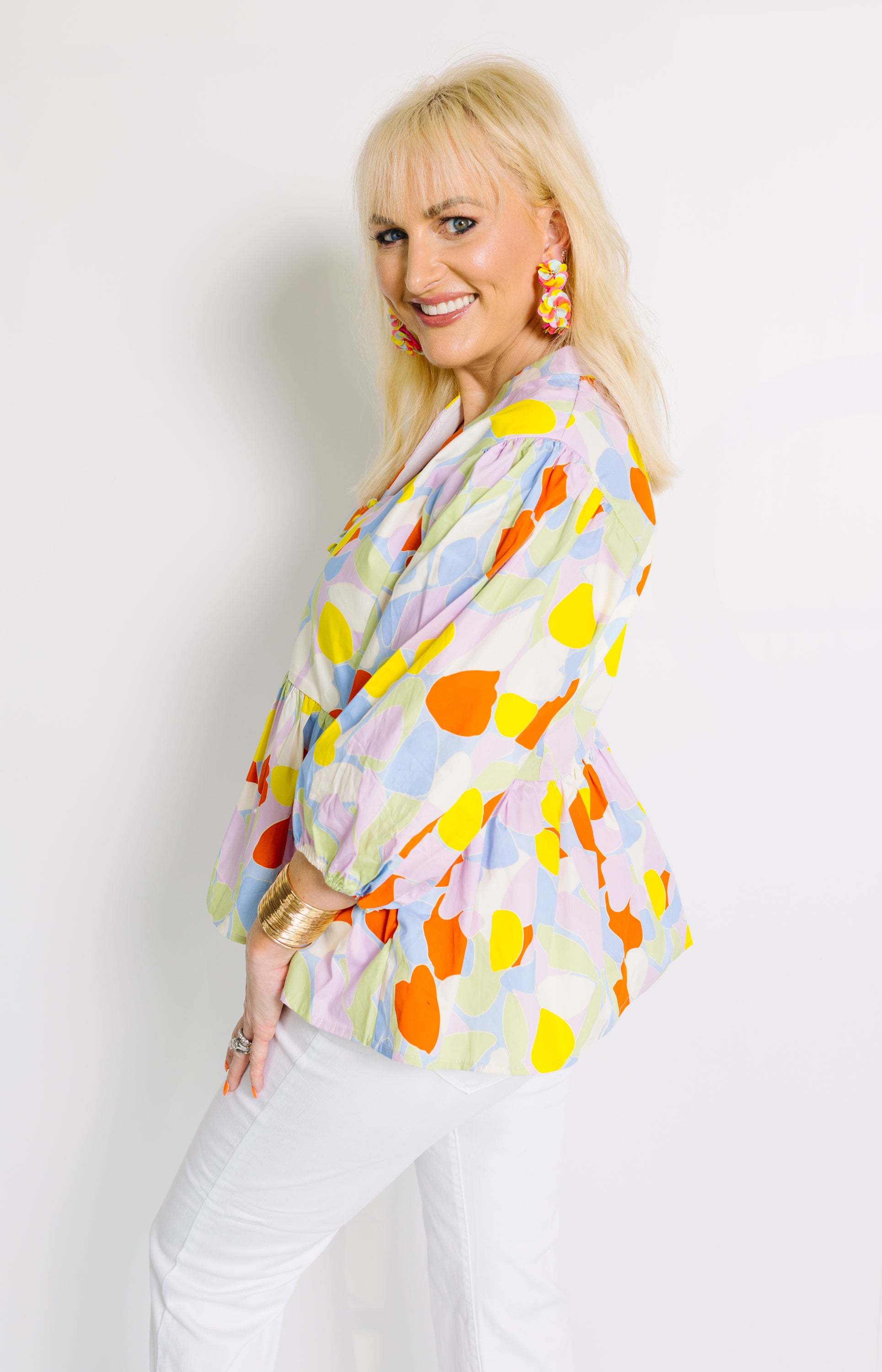 Karlie: Mosaic Mirage Babydoll Top