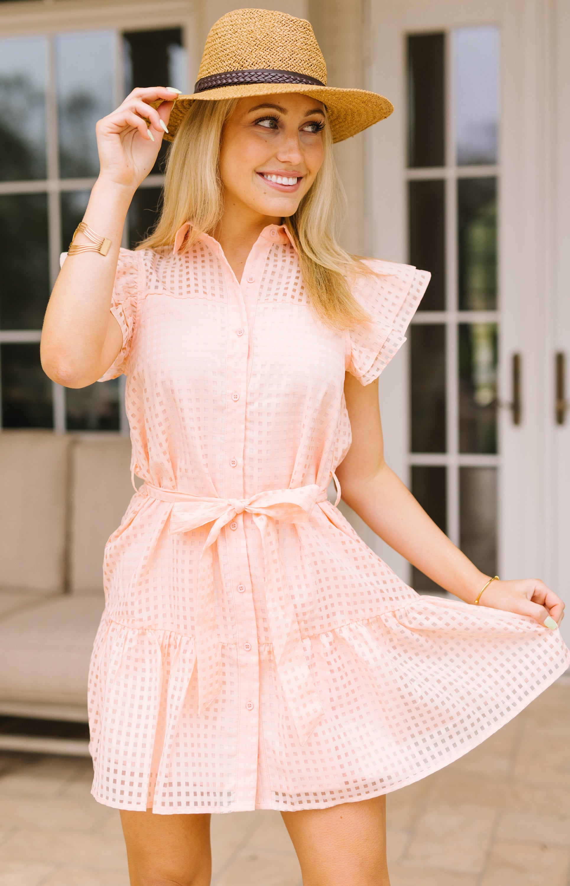 Peach Mini Dress, PEACH